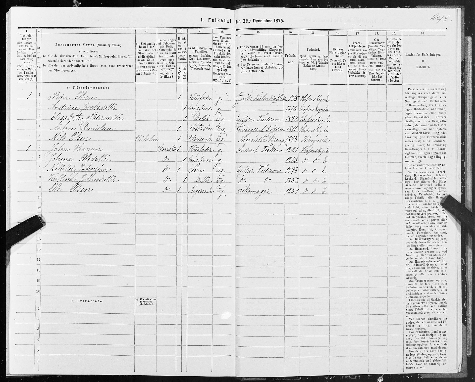 SAT, 1875 census for 1573P Edøy, 1875, p. 1245