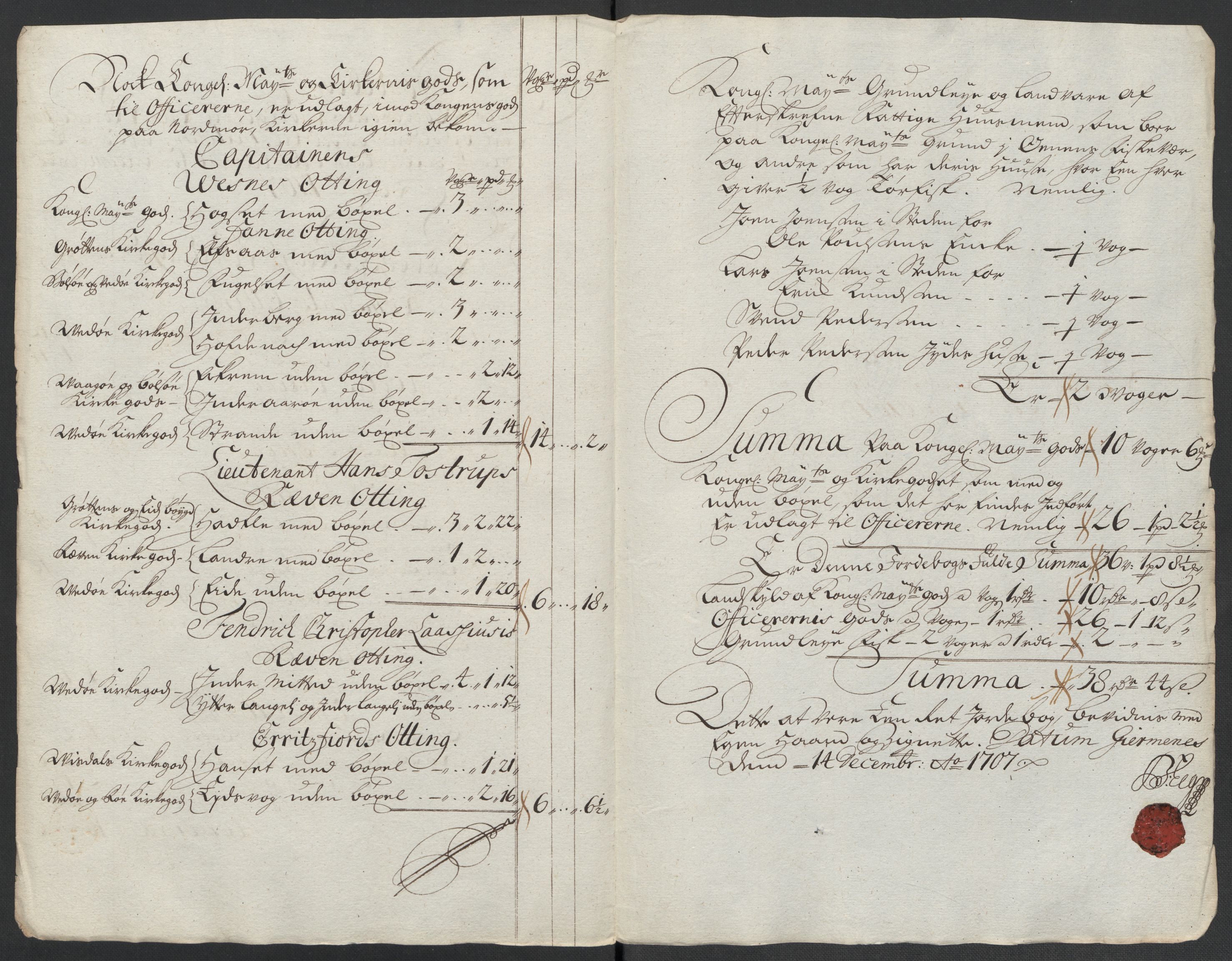 Rentekammeret inntil 1814, Reviderte regnskaper, Fogderegnskap, RA/EA-4092/R55/L3658: Fogderegnskap Romsdal, 1707-1708, p. 98