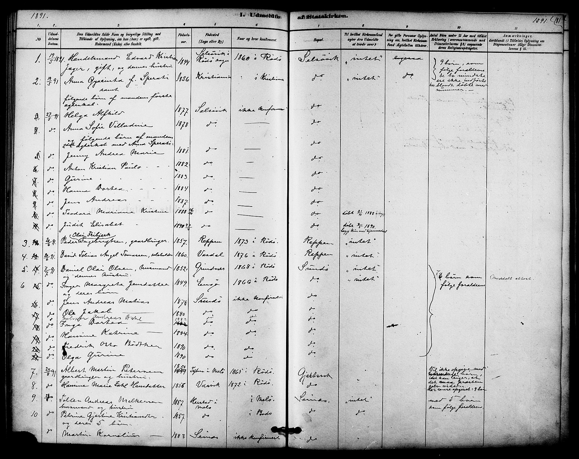Ministerialprotokoller, klokkerbøker og fødselsregistre - Nordland, SAT/A-1459/841/L0609: Parish register (official) no. 841A13, 1878-1902, p. 181