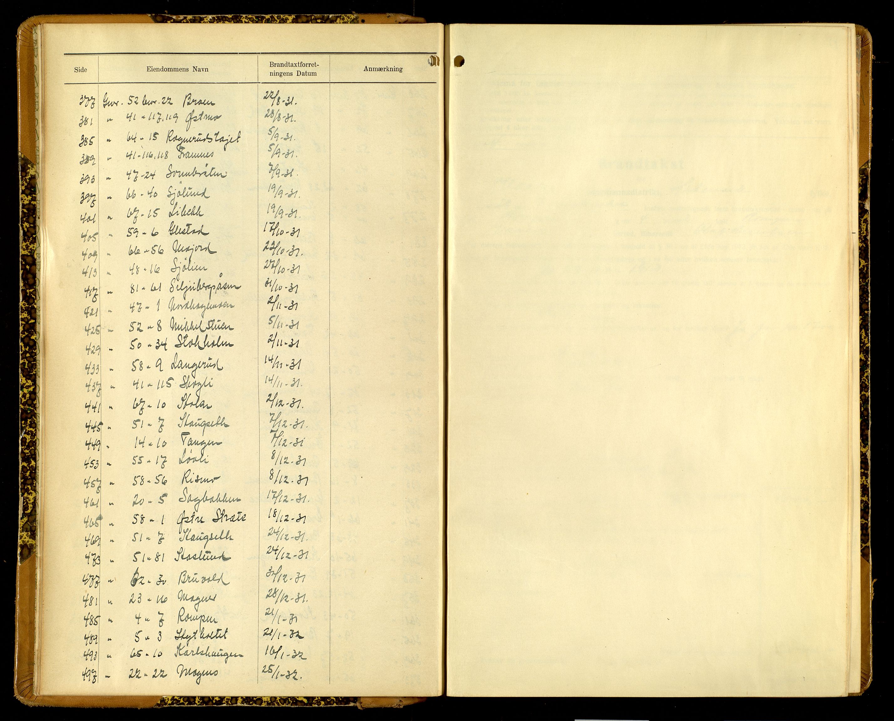 Norges Brannkasse, Våler, Hedmark, AV/SAH-NBRANV-019/F/L0023: Branntakstprotokoll, 1928-1932