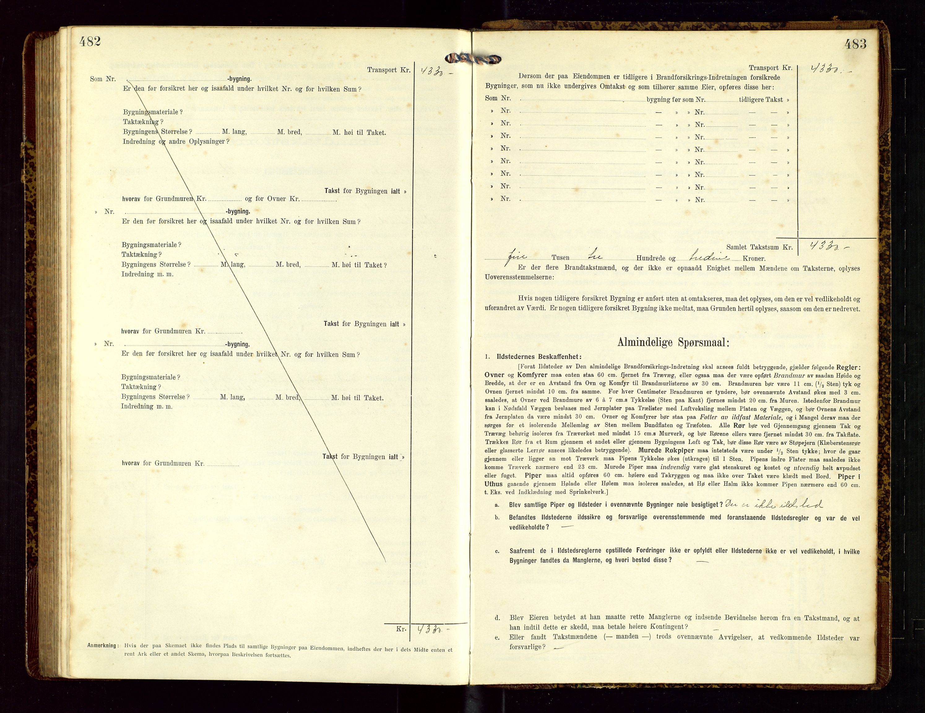 Høyland/Sandnes lensmannskontor, AV/SAST-A-100166/Gob/L0002: "Brandtakstprotokol", 1913-1918, p. 482-483