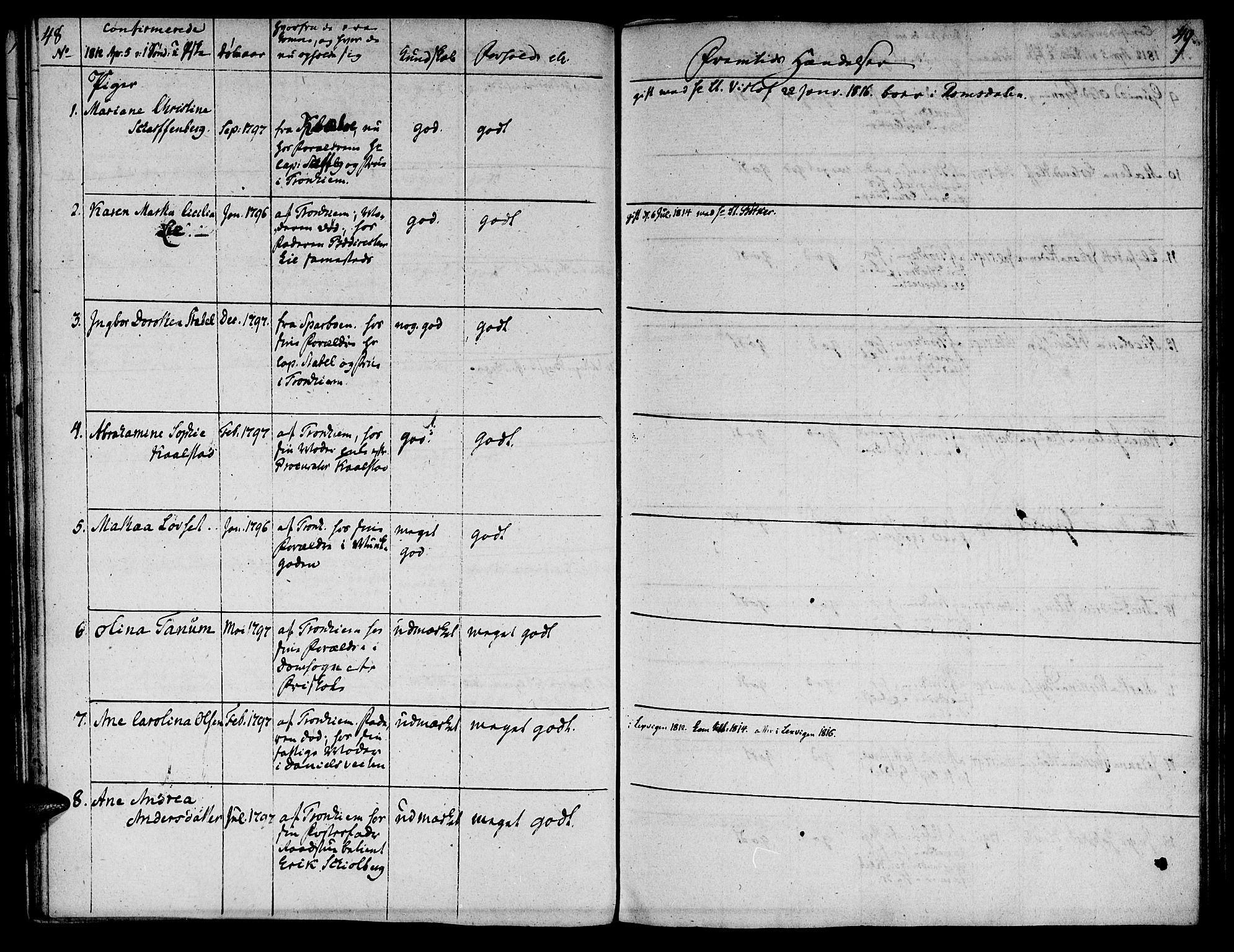 Ministerialprotokoller, klokkerbøker og fødselsregistre - Sør-Trøndelag, AV/SAT-A-1456/601/L0069: Curate's parish register no. 601B02, 1807-1836, p. 48-49