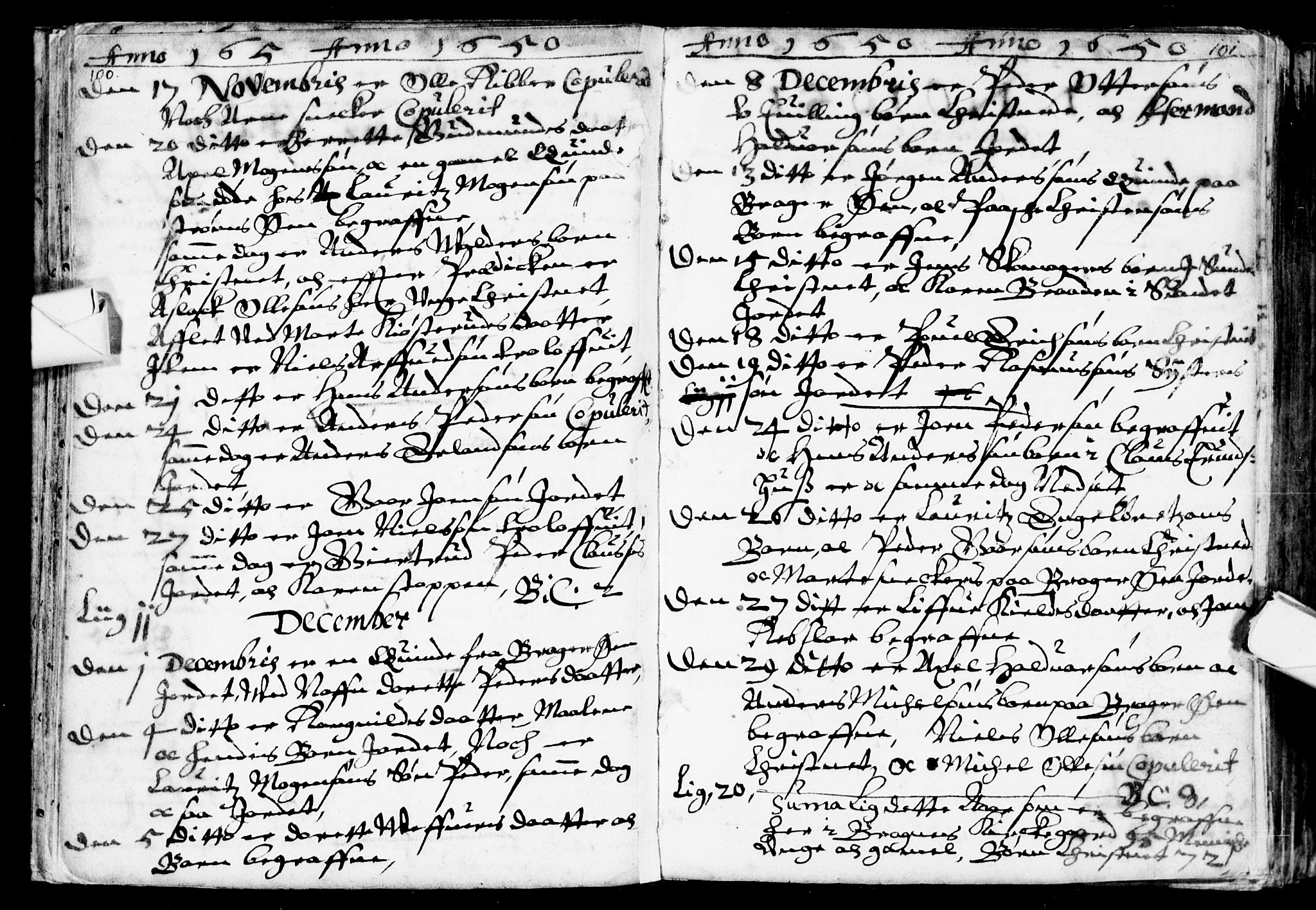 Bragernes kirkebøker, SAKO/A-6/F/Fa/L0001: Parish register (official) no. I 1, 1634-1662, p. 100-101