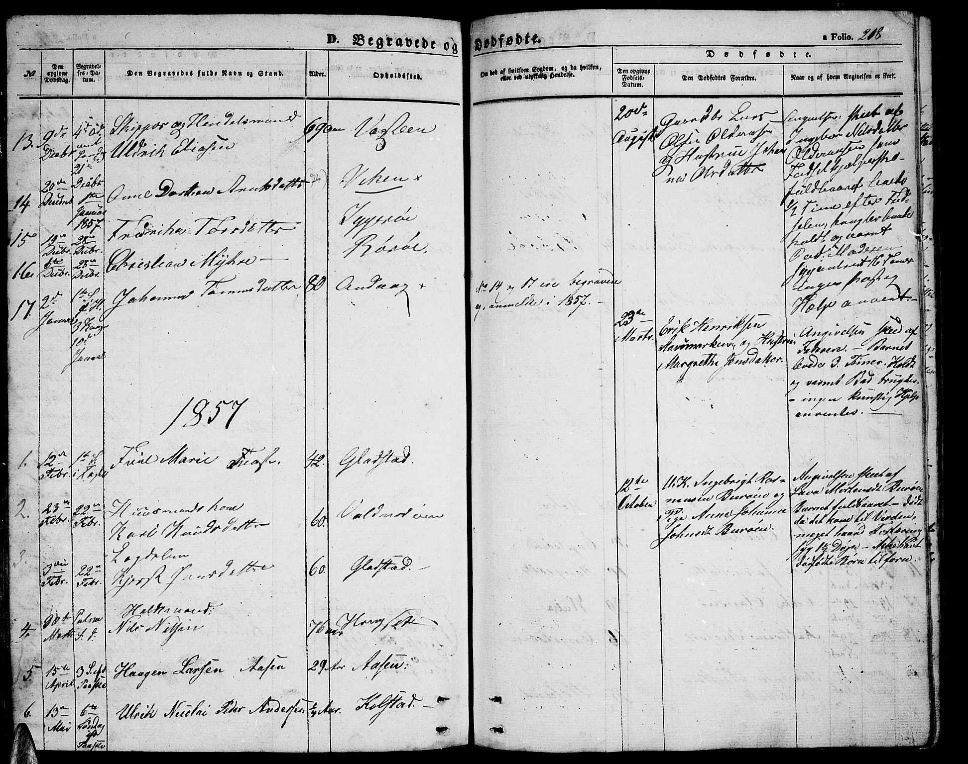 Ministerialprotokoller, klokkerbøker og fødselsregistre - Nordland, SAT/A-1459/816/L0251: Parish register (copy) no. 816C01, 1852-1870, p. 218