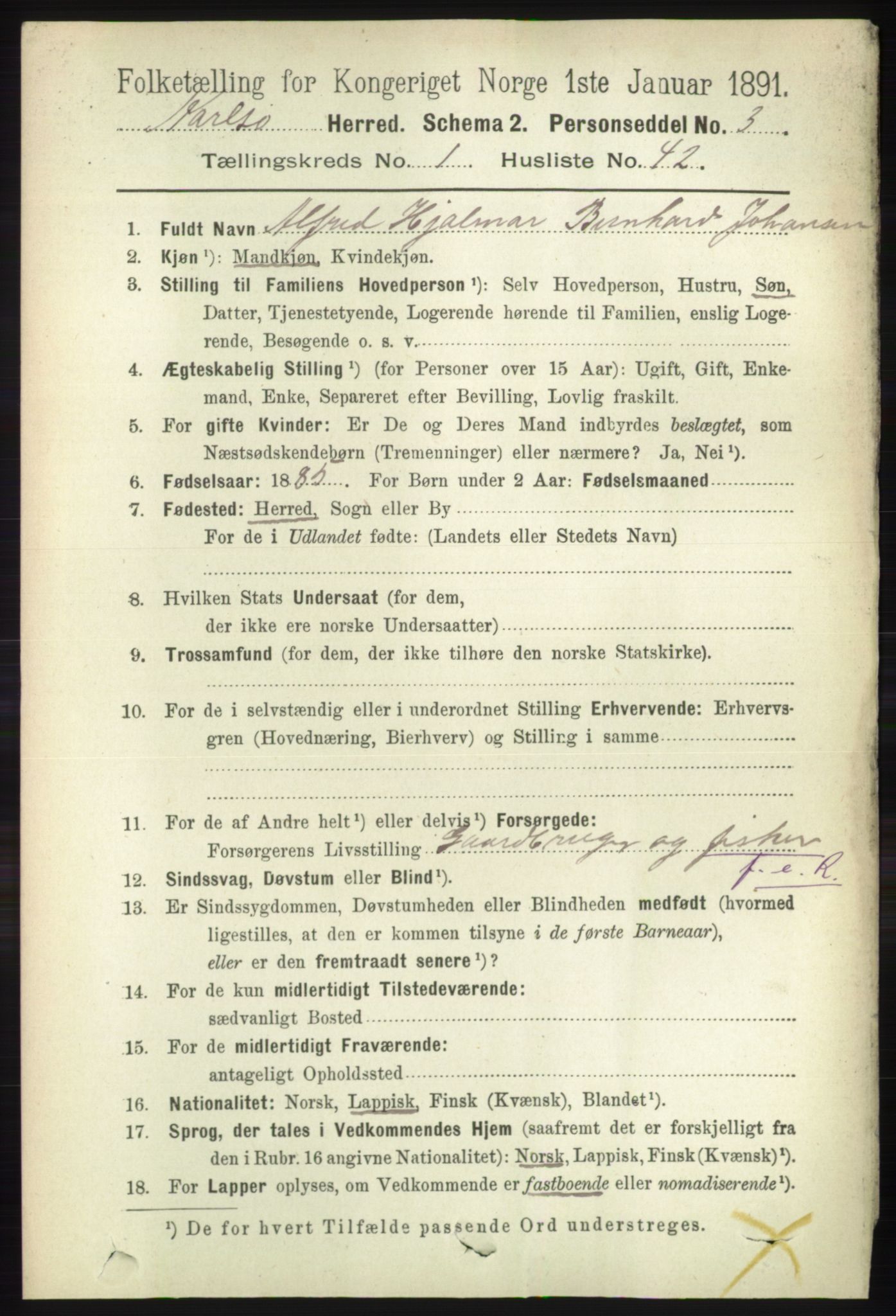 RA, 1891 census for 1936 Karlsøy, 1891, p. 369