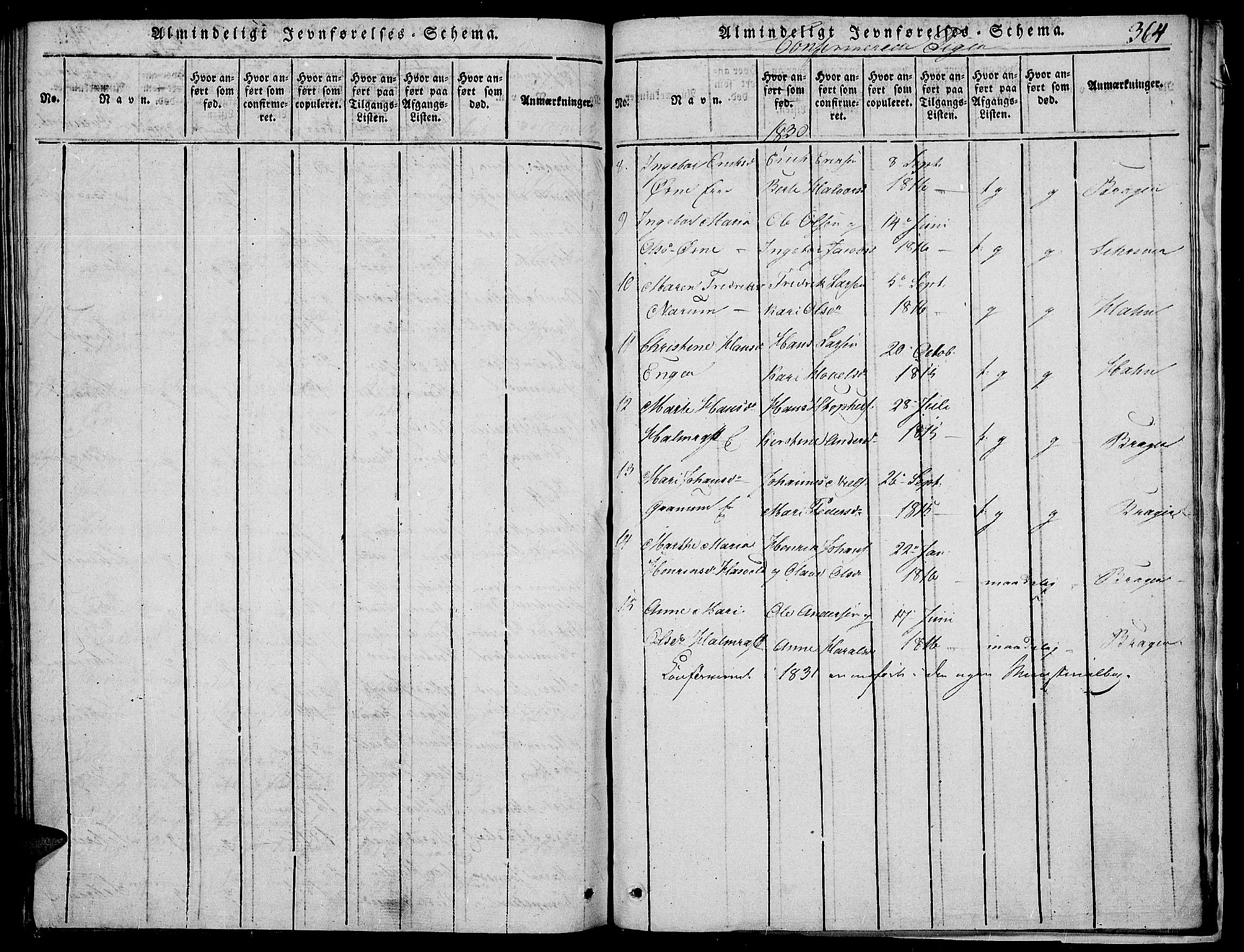 Land prestekontor, AV/SAH-PREST-120/H/Ha/Haa/L0007: Parish register (official) no. 7, 1814-1830, p. 364