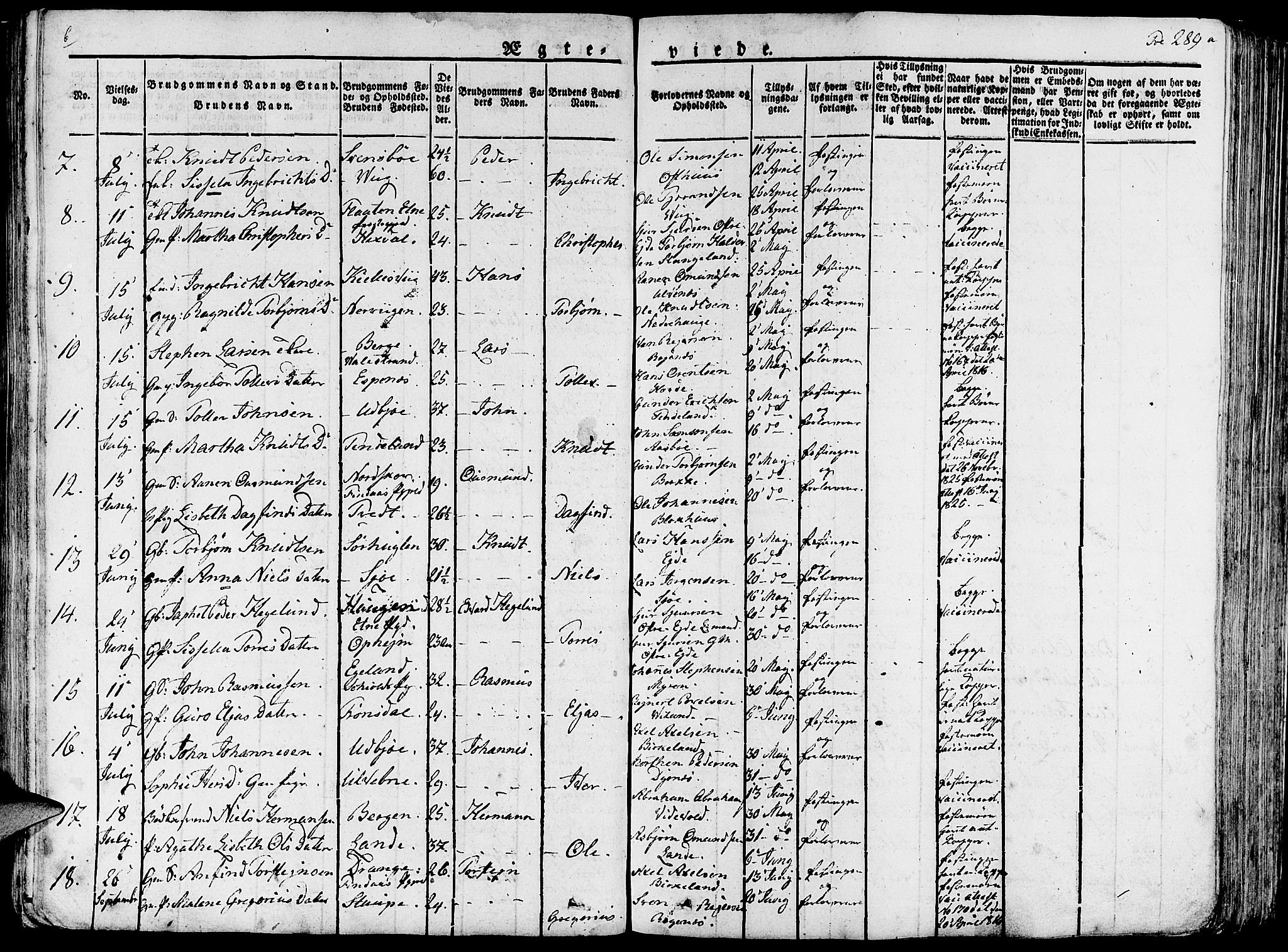 Fjelberg sokneprestembete, AV/SAB-A-75201/H/Haa: Parish register (official) no. A 5, 1822-1834, p. 289