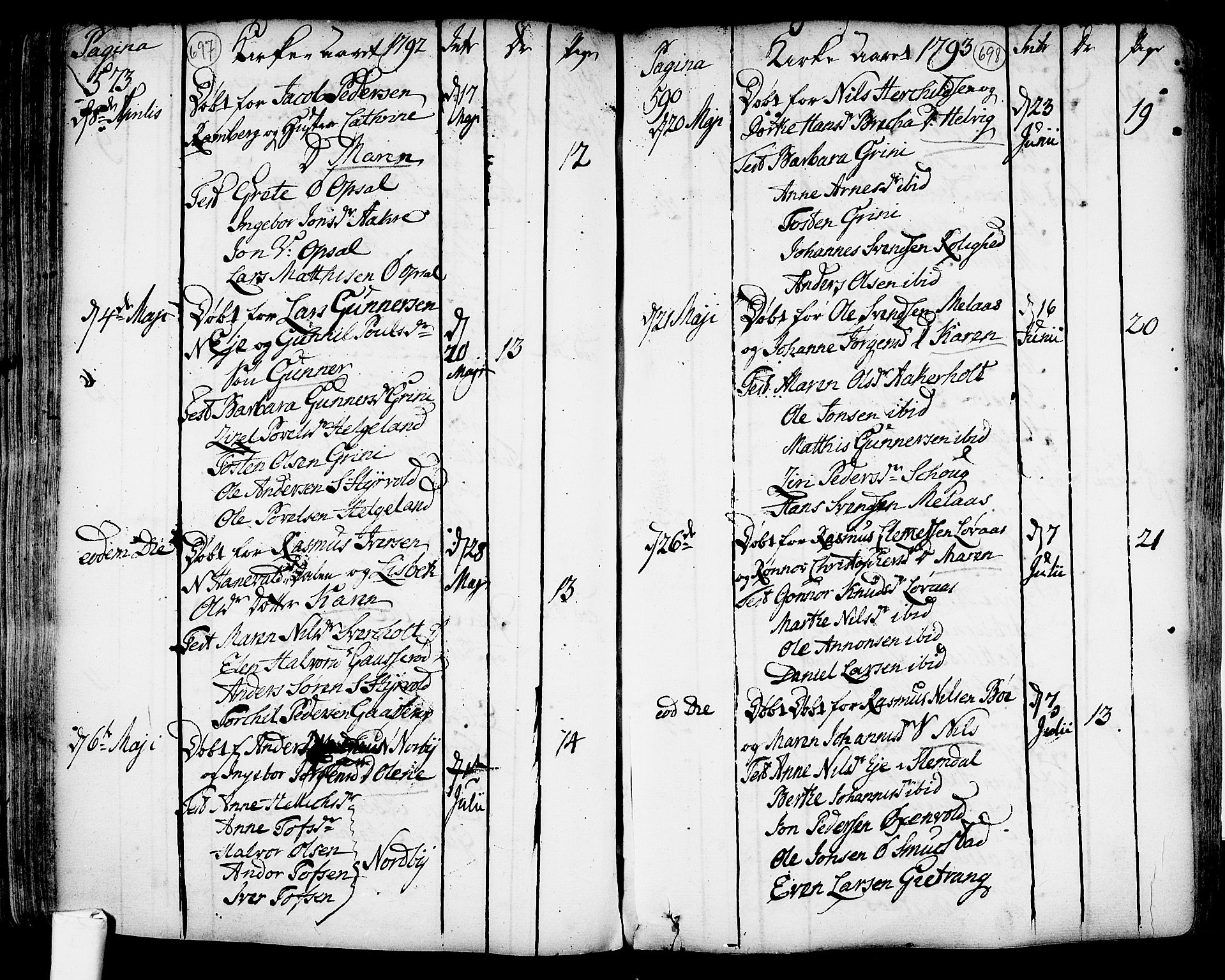 Lardal kirkebøker, SAKO/A-350/F/Fa/L0003: Parish register (official) no. I 3, 1733-1815, p. 697-698