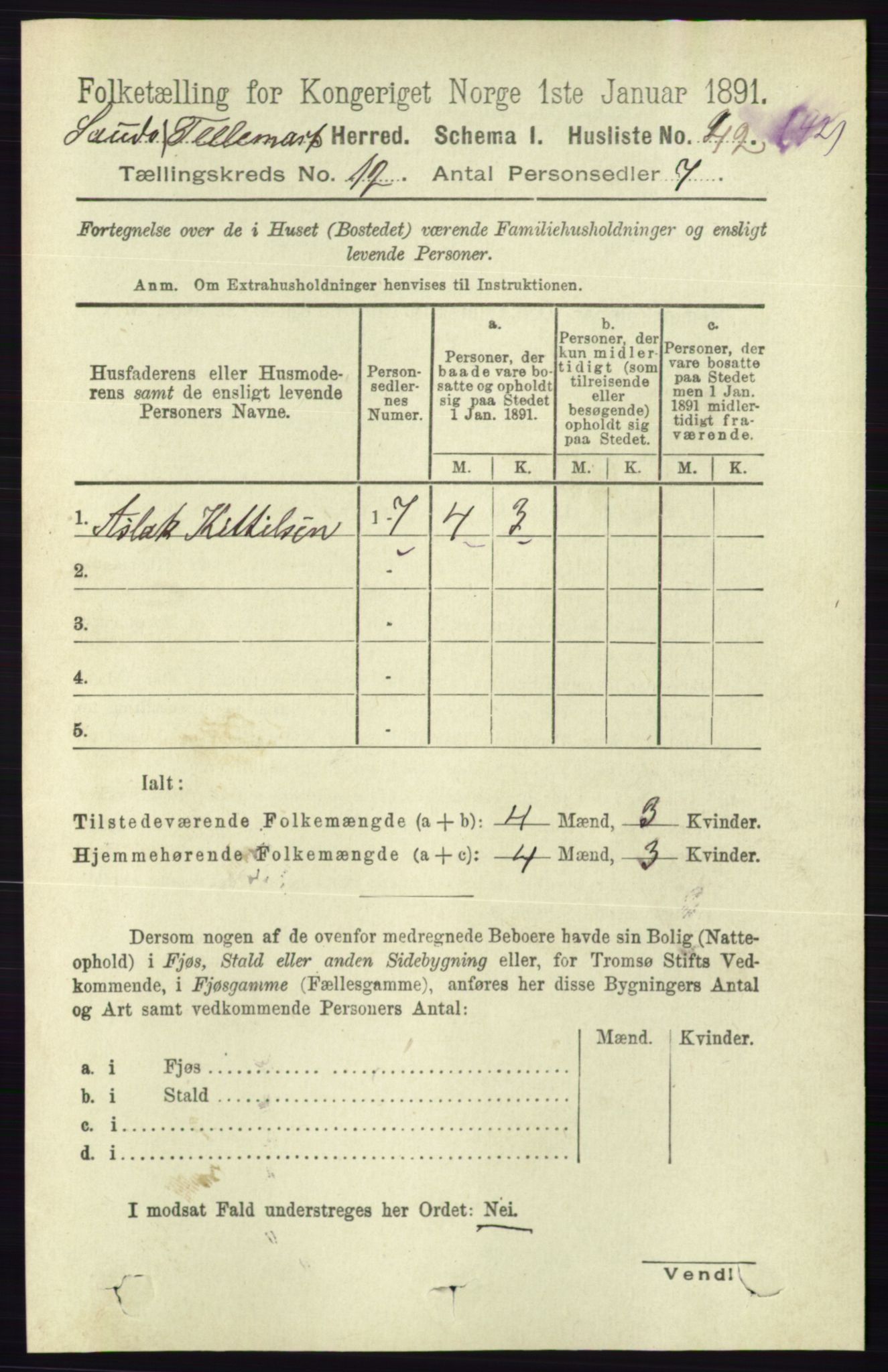 RA, 1891 census for 0822 Sauherad, 1891, p. 3610