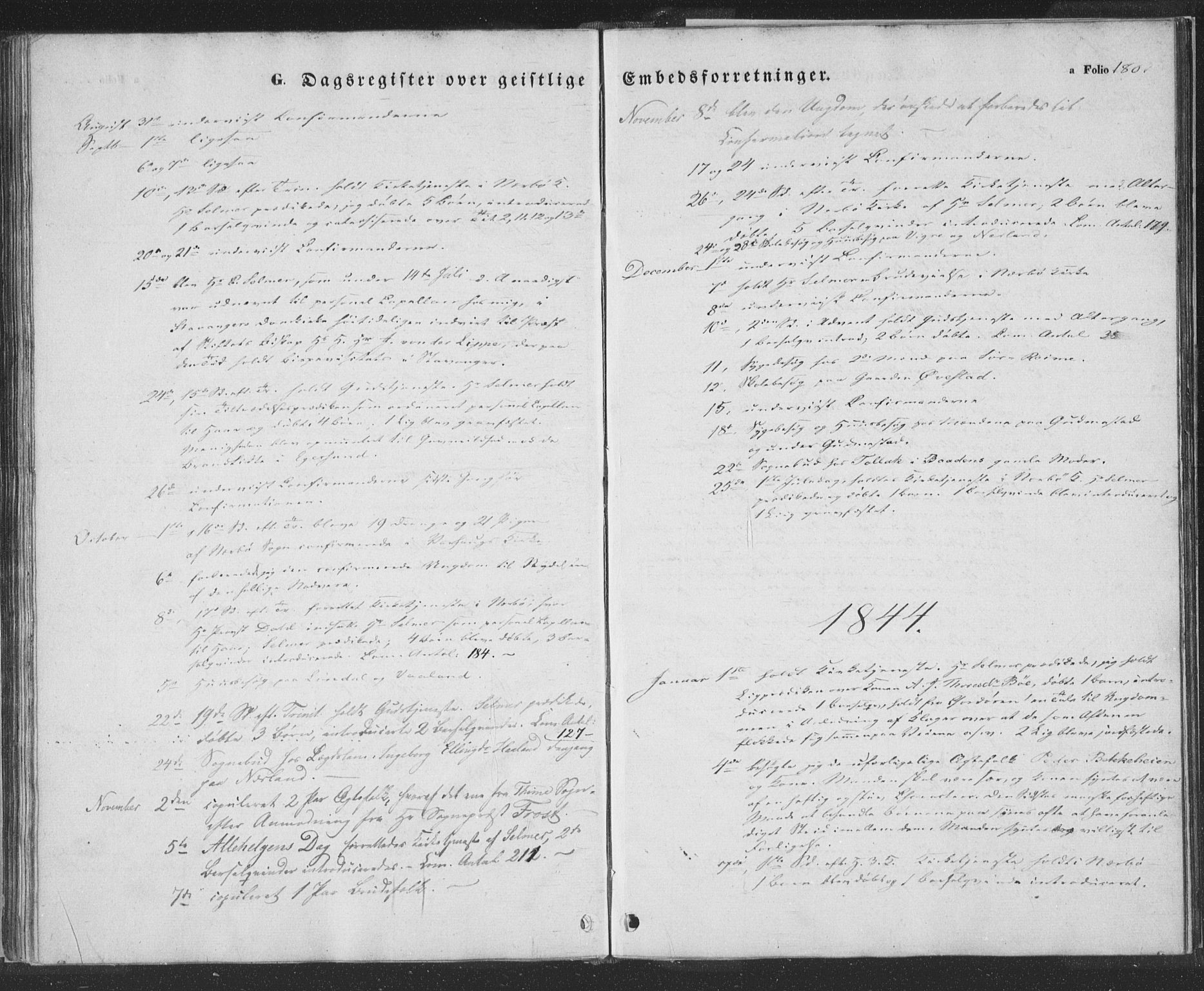 Hå sokneprestkontor, AV/SAST-A-101801/001/30BA/L0006: Parish register (official) no. A 5, 1842-1853, p. 180