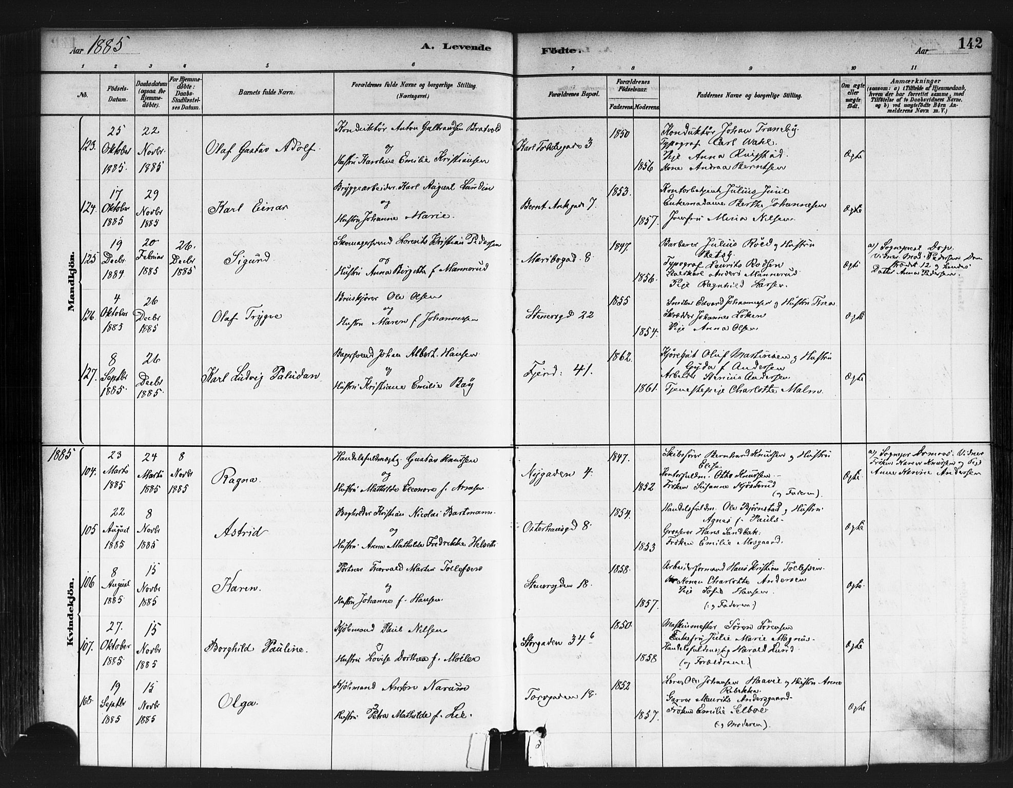 Jakob prestekontor Kirkebøker, SAO/A-10850/F/Fa/L0003: Parish register (official) no. 3, 1880-1895, p. 142