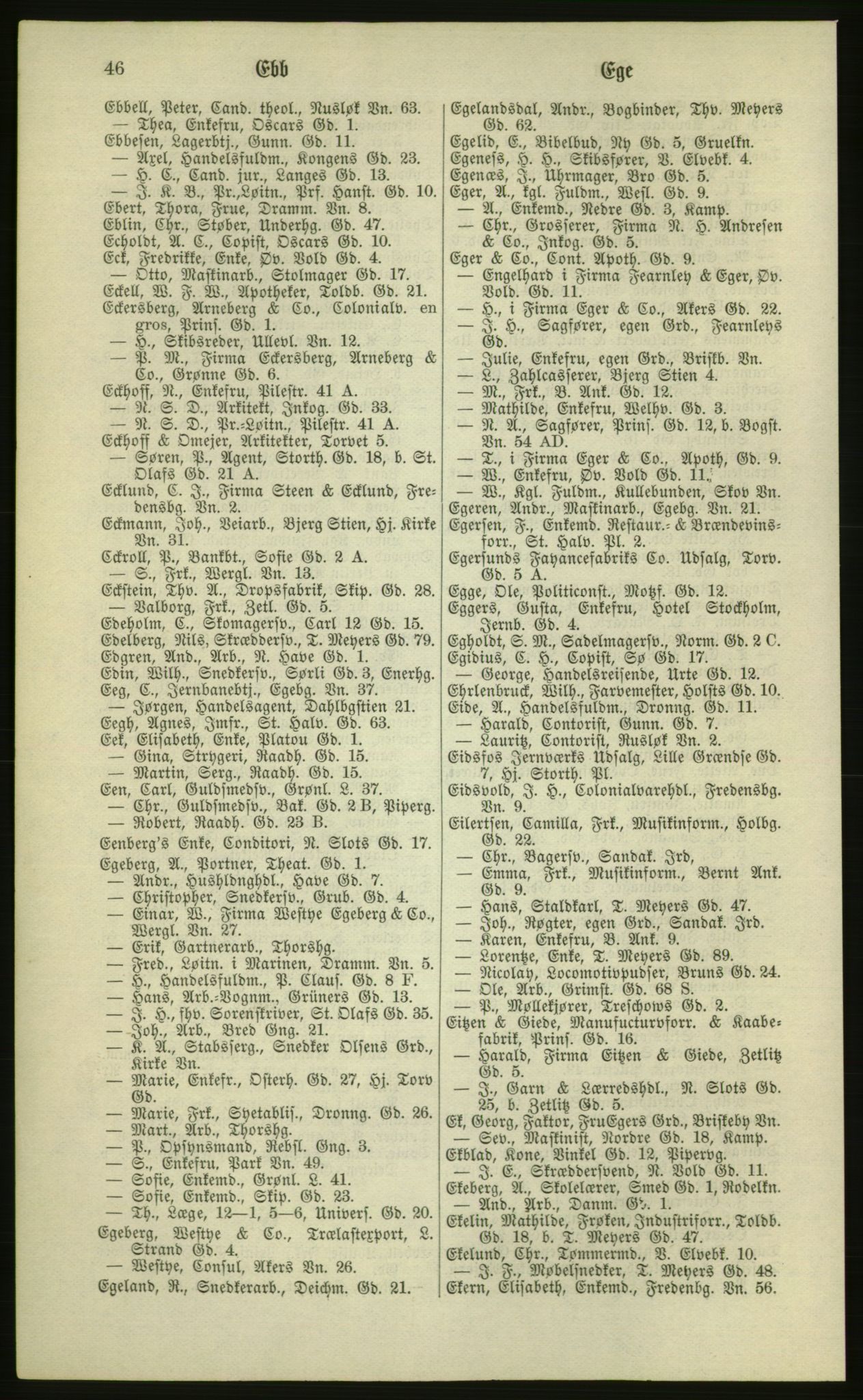 Kristiania/Oslo adressebok, PUBL/-, 1881, p. 46