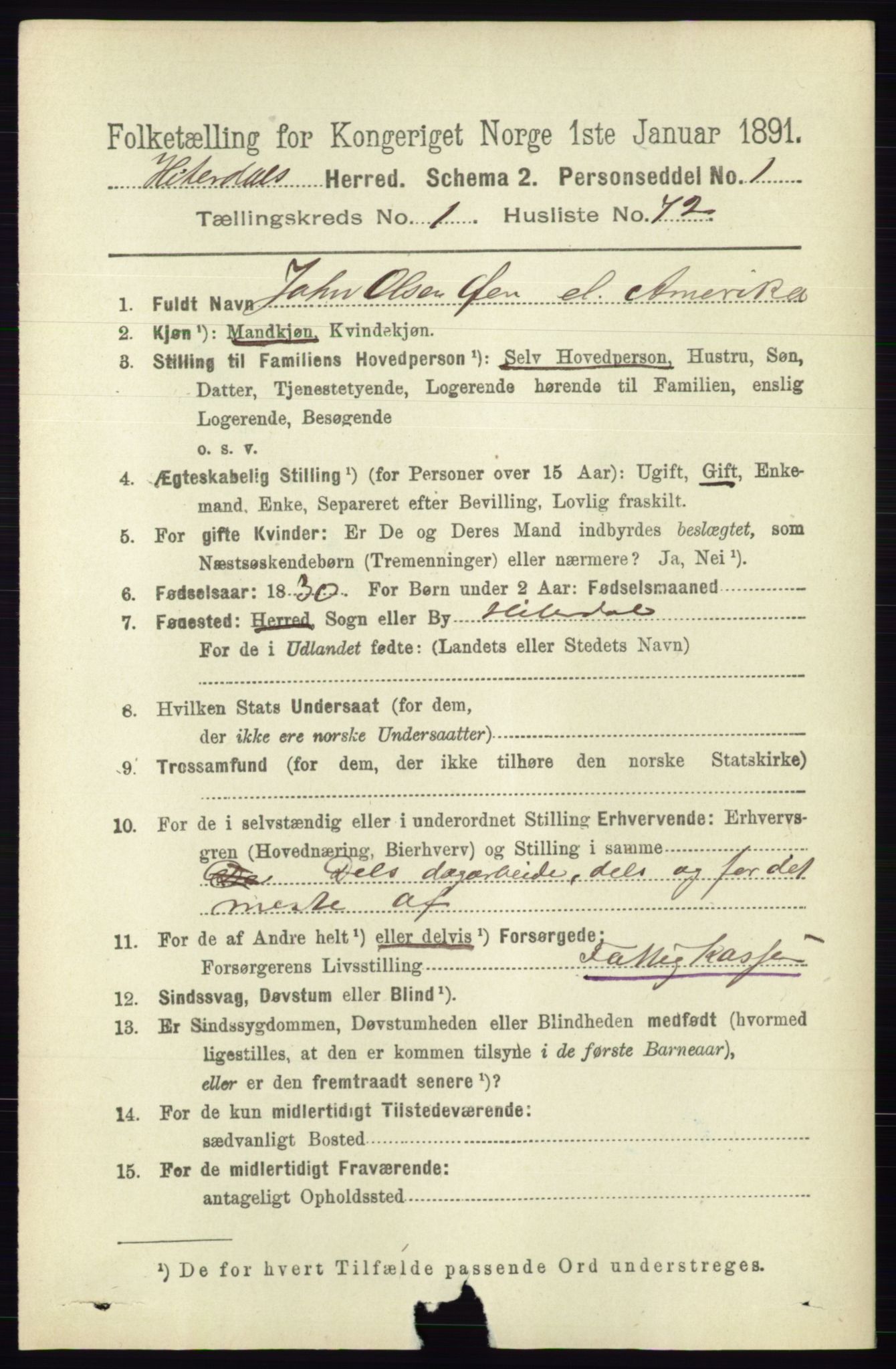 RA, 1891 census for 0823 Heddal, 1891, p. 503