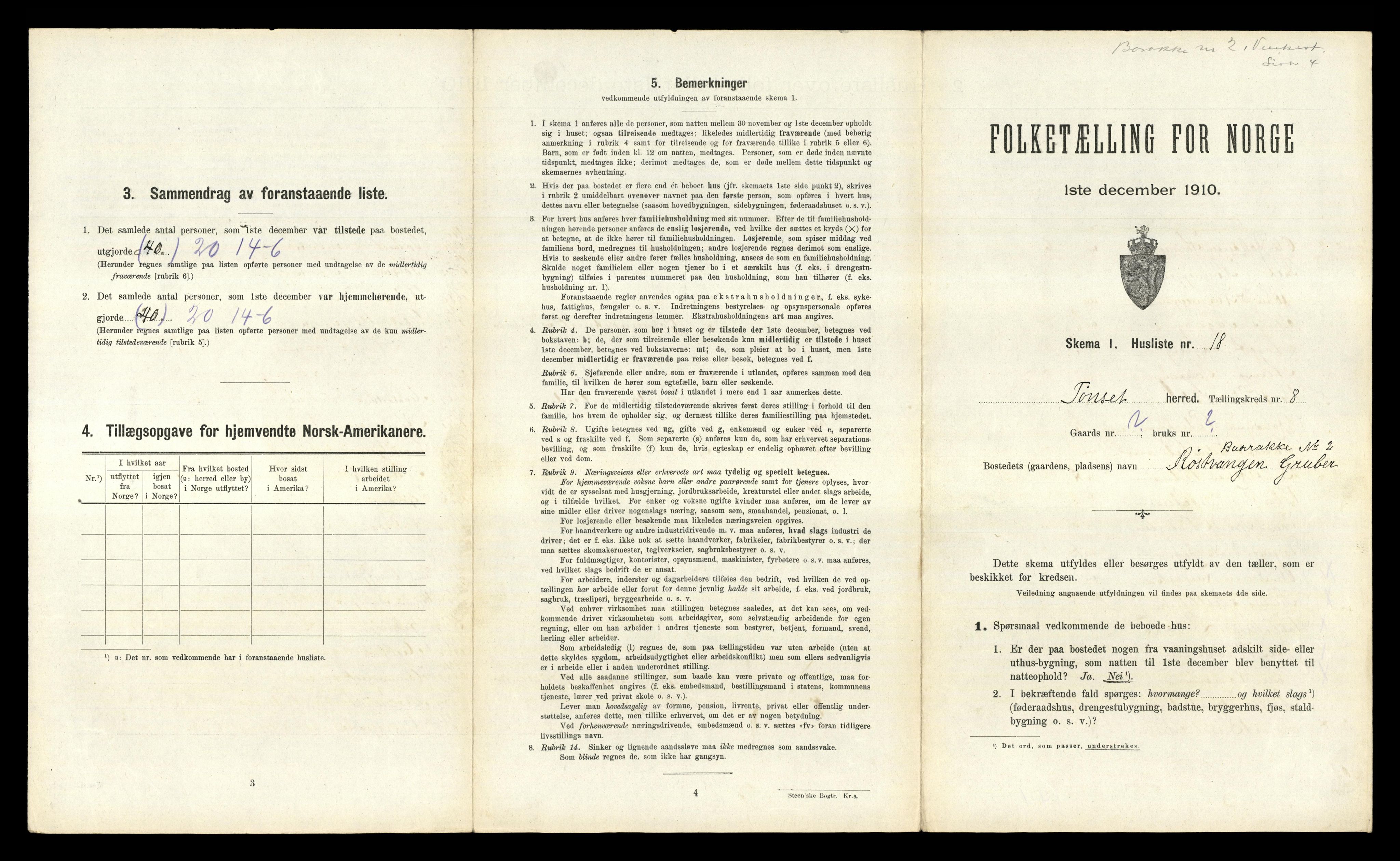 RA, 1910 census for Tynset, 1910, p. 1035