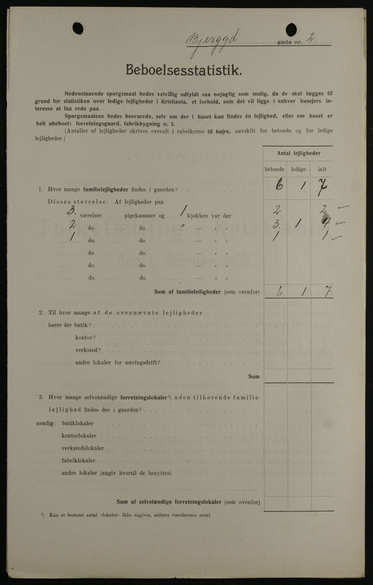 OBA, Municipal Census 1908 for Kristiania, 1908, p. 5372