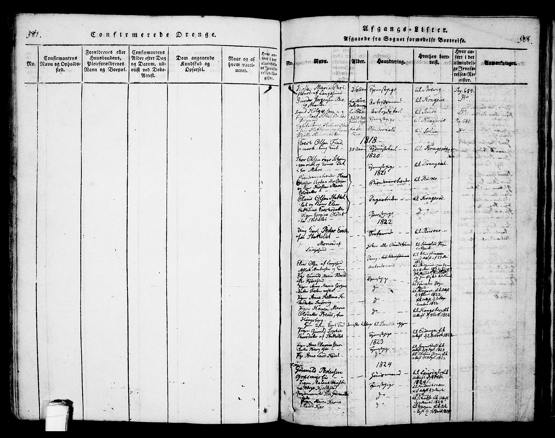Bamble kirkebøker, SAKO/A-253/F/Fa/L0003: Parish register (official) no. I 3 /1, 1814-1834, p. 587-588