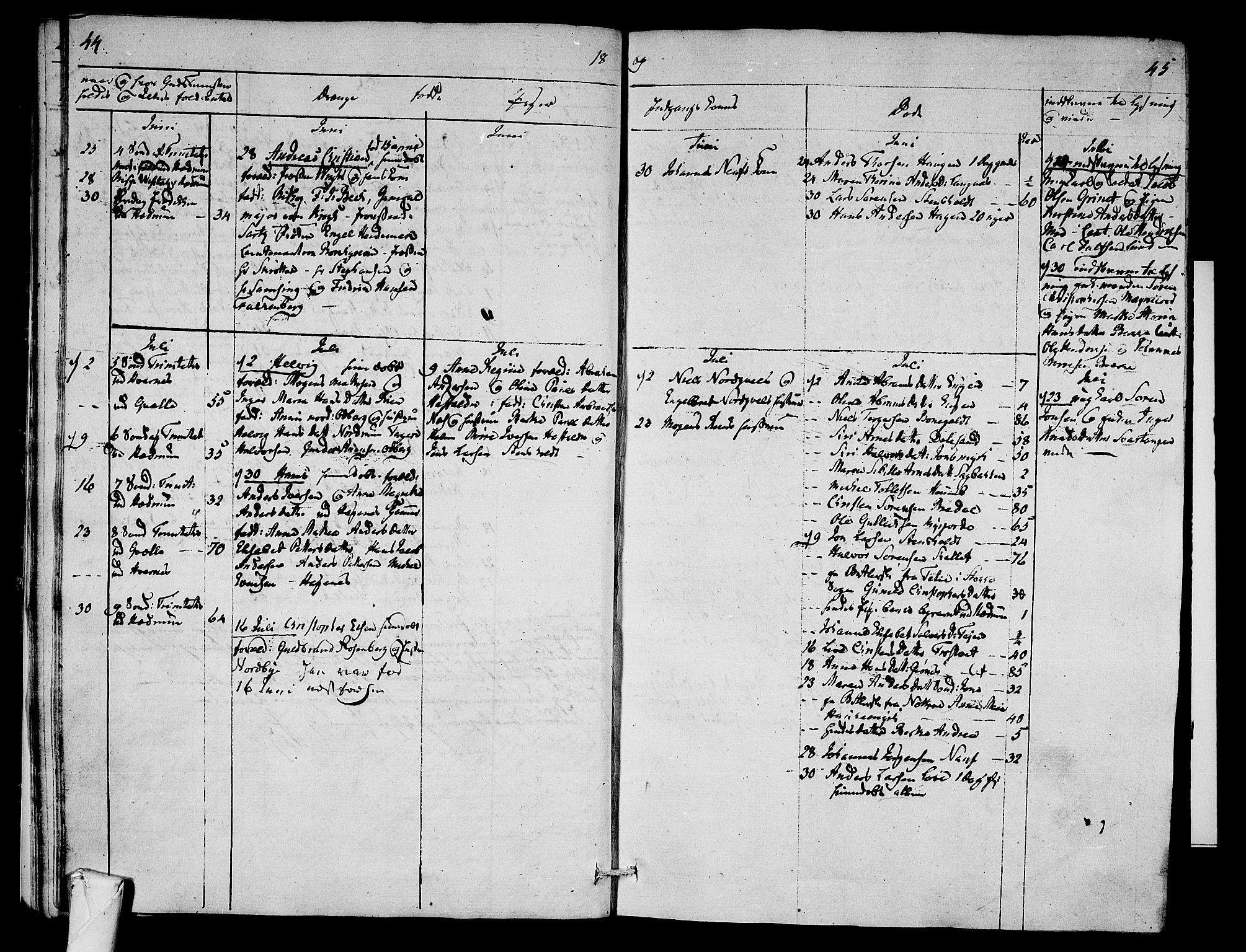 Hedrum kirkebøker, AV/SAKO-A-344/F/Fa/L0003: Parish register (official) no. I 3, 1807-1816, p. 44-45