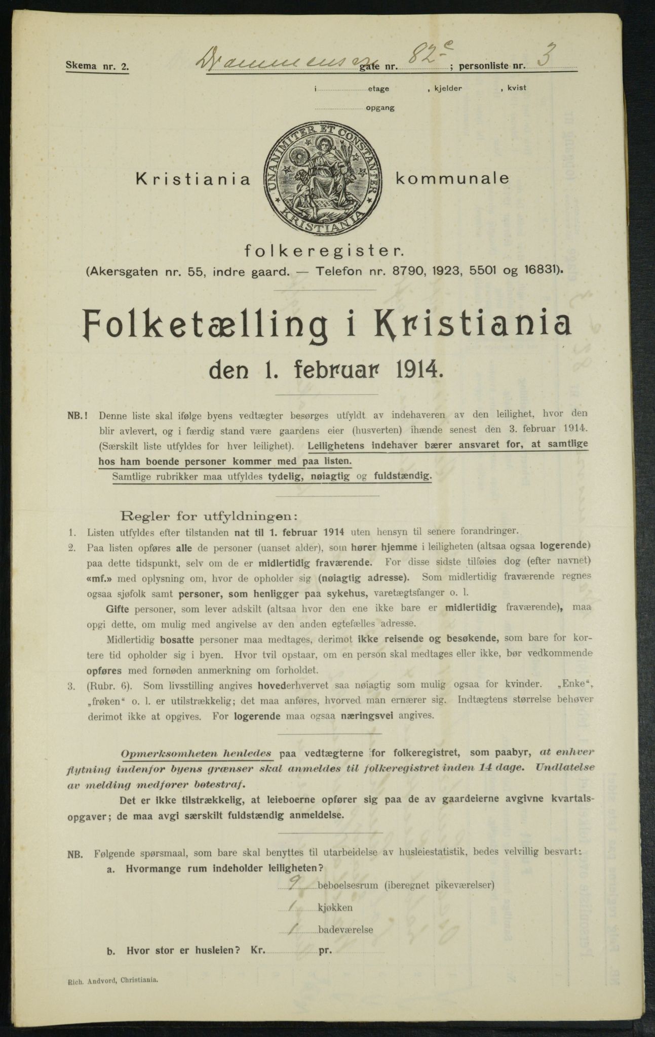 OBA, Municipal Census 1914 for Kristiania, 1914, p. 17072