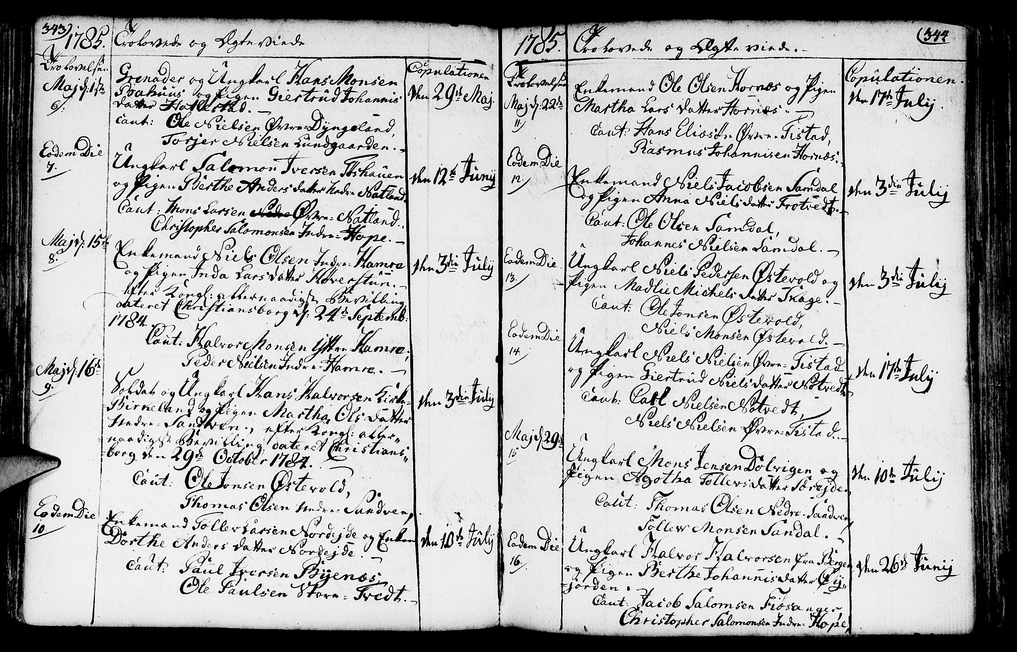 Fana Sokneprestembete, AV/SAB-A-75101/H/Haa/Haaa/L0005: Parish register (official) no. A 5, 1773-1799, p. 343-344