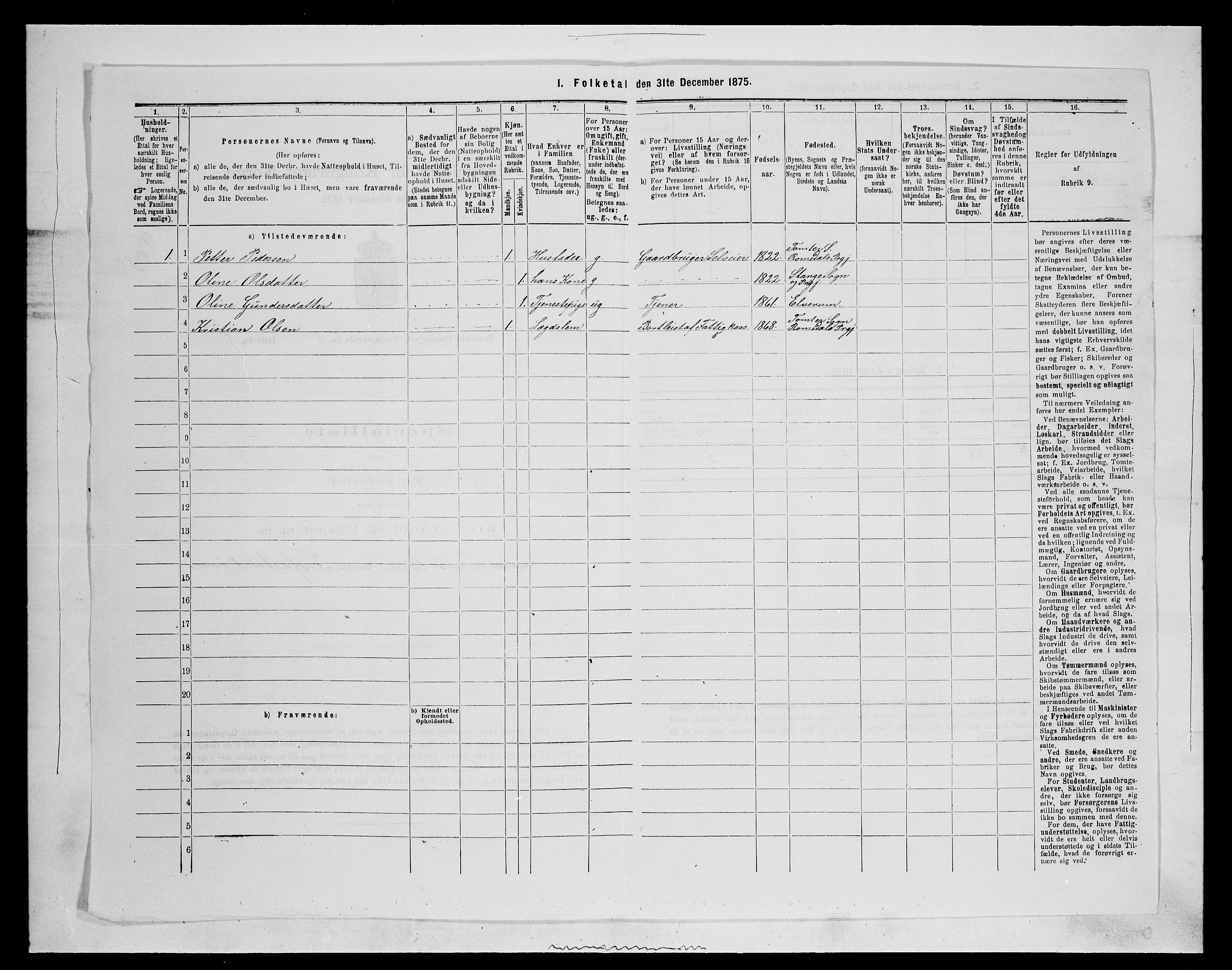 SAH, 1875 census for 0416P Romedal, 1875, p. 726