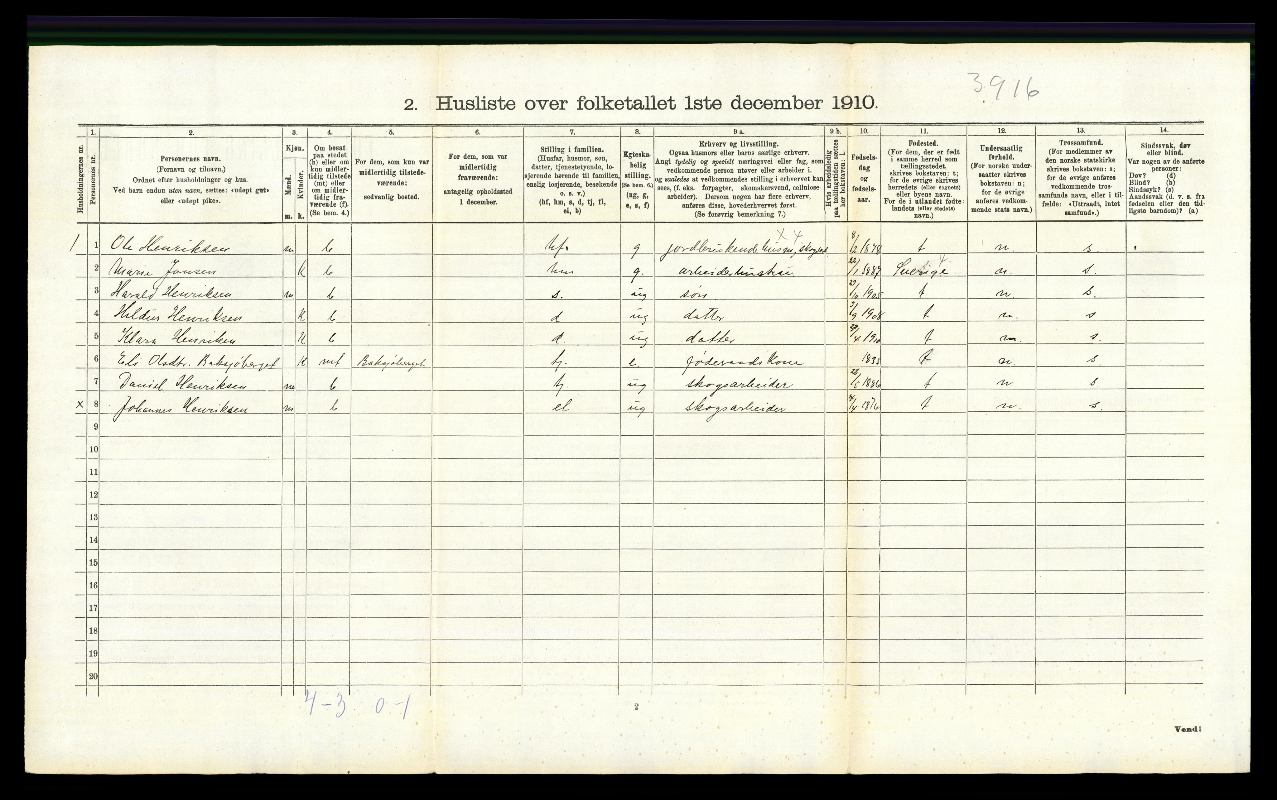 RA, 1910 census for Grue, 1910, p. 1450