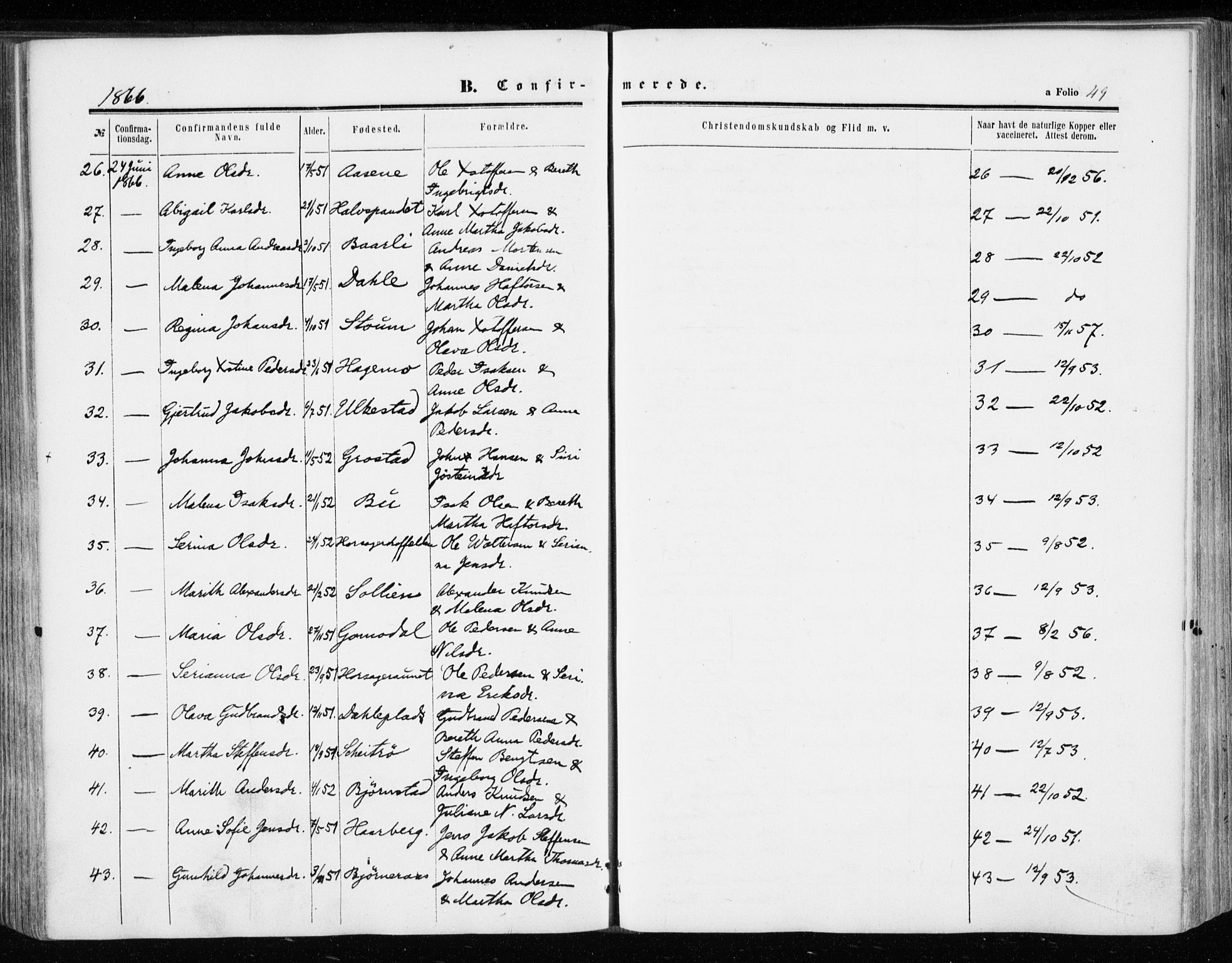 Ministerialprotokoller, klokkerbøker og fødselsregistre - Sør-Trøndelag, SAT/A-1456/646/L0612: Parish register (official) no. 646A10, 1858-1869, p. 49