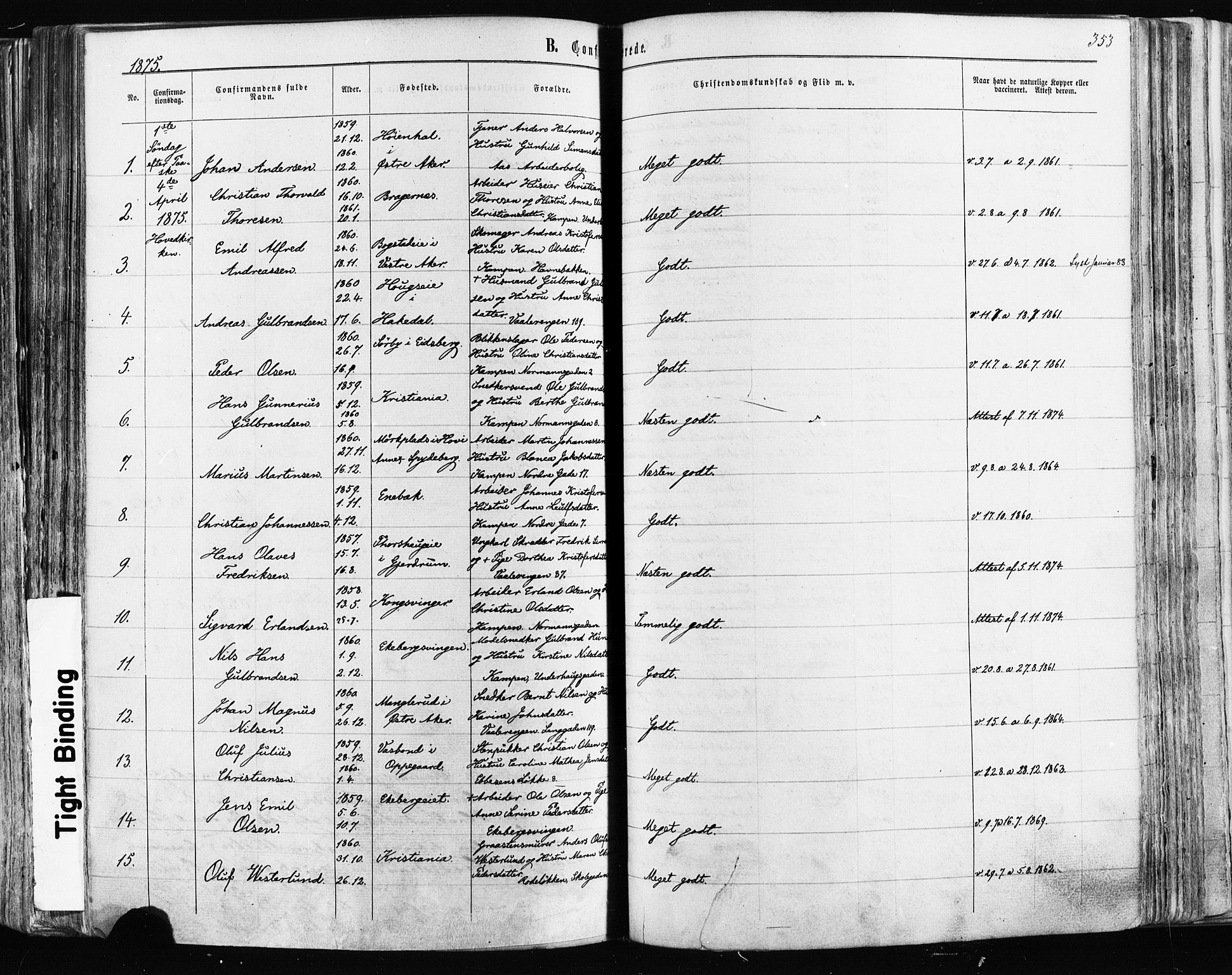 Østre Aker prestekontor Kirkebøker, AV/SAO-A-10840/F/Fa/L0003: Parish register (official) no. I 3, 1869-1875, p. 353