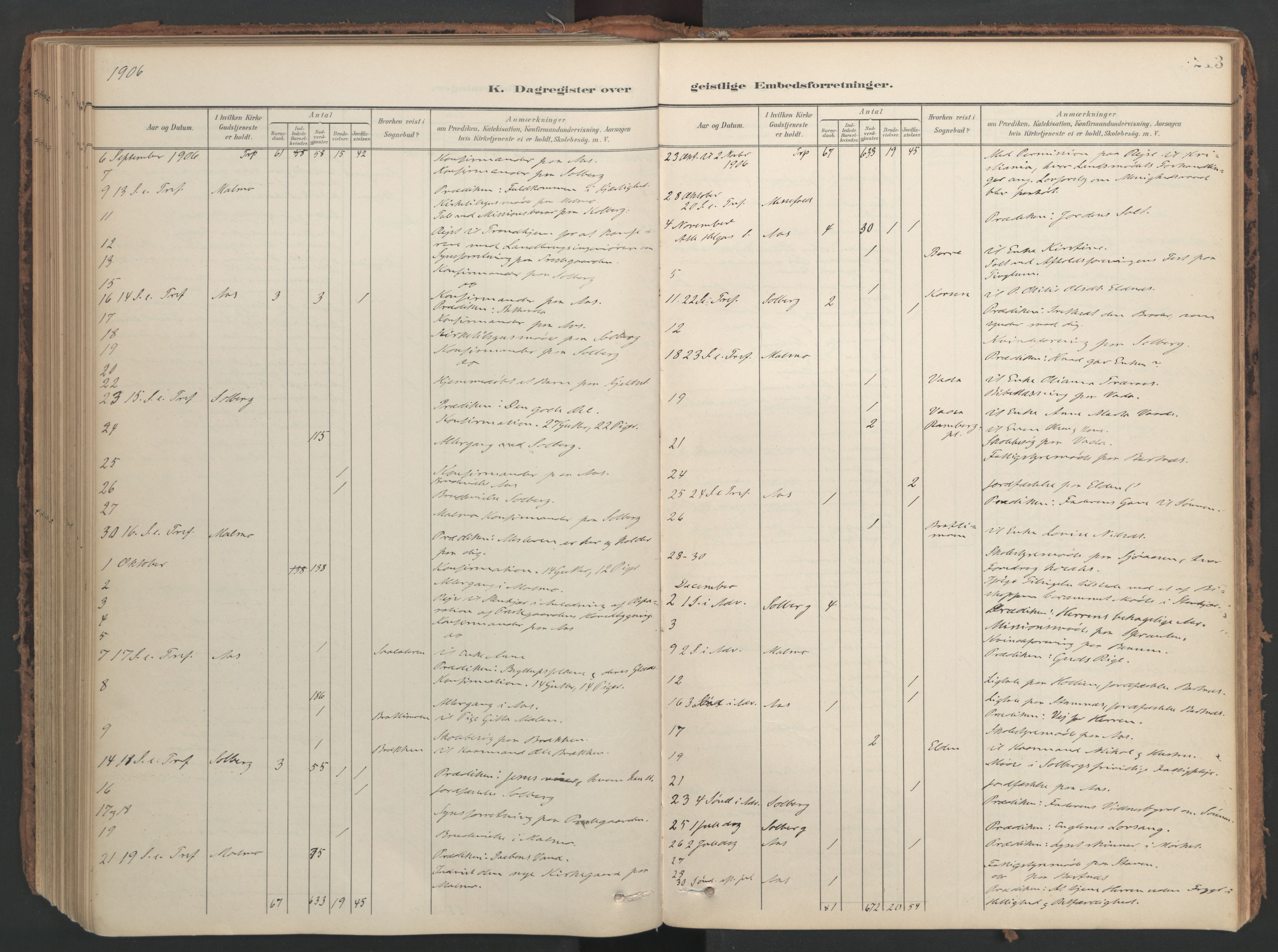 Ministerialprotokoller, klokkerbøker og fødselsregistre - Nord-Trøndelag, SAT/A-1458/741/L0397: Parish register (official) no. 741A11, 1901-1911, p. 213
