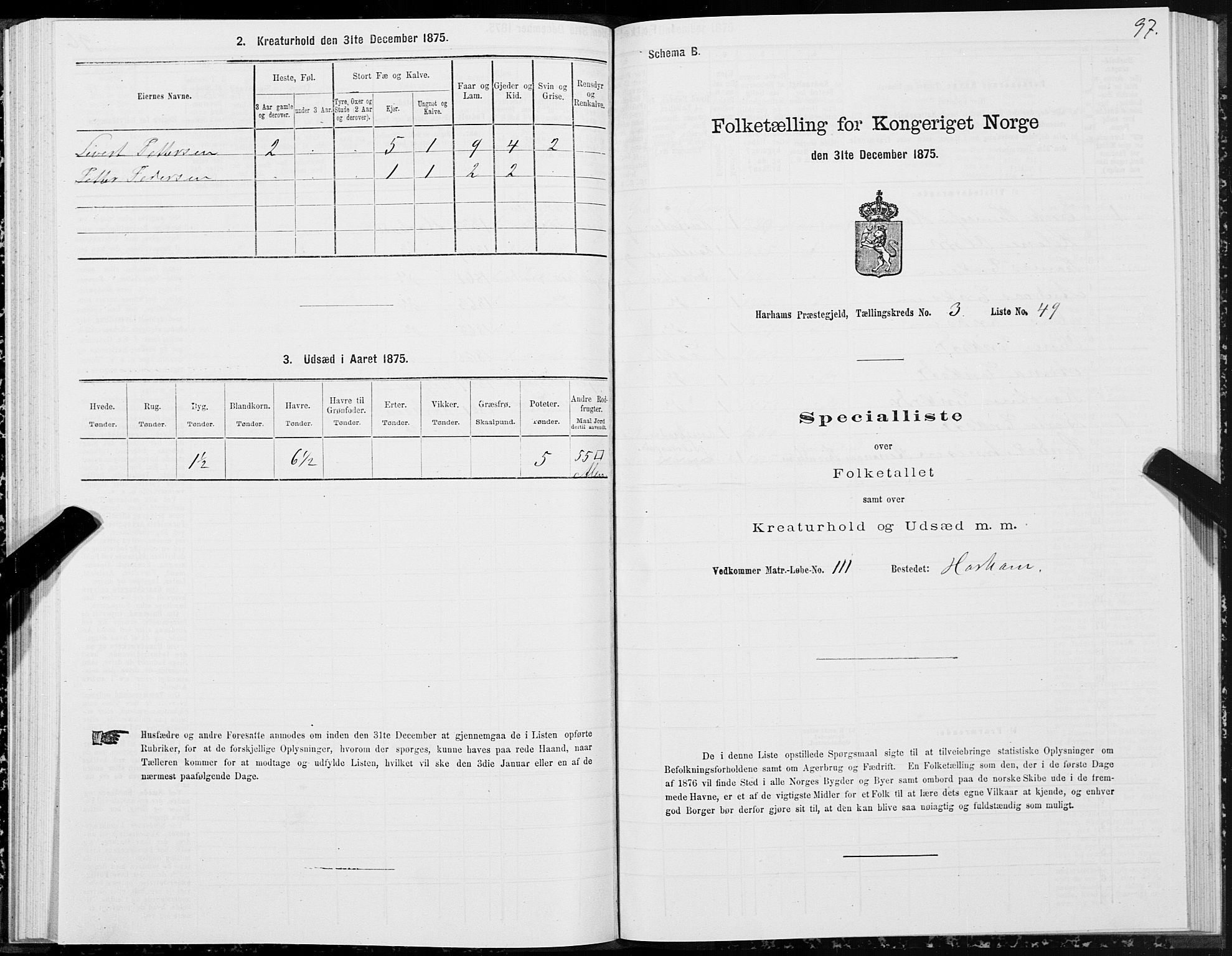 SAT, 1875 census for 1534P Haram, 1875, p. 2097