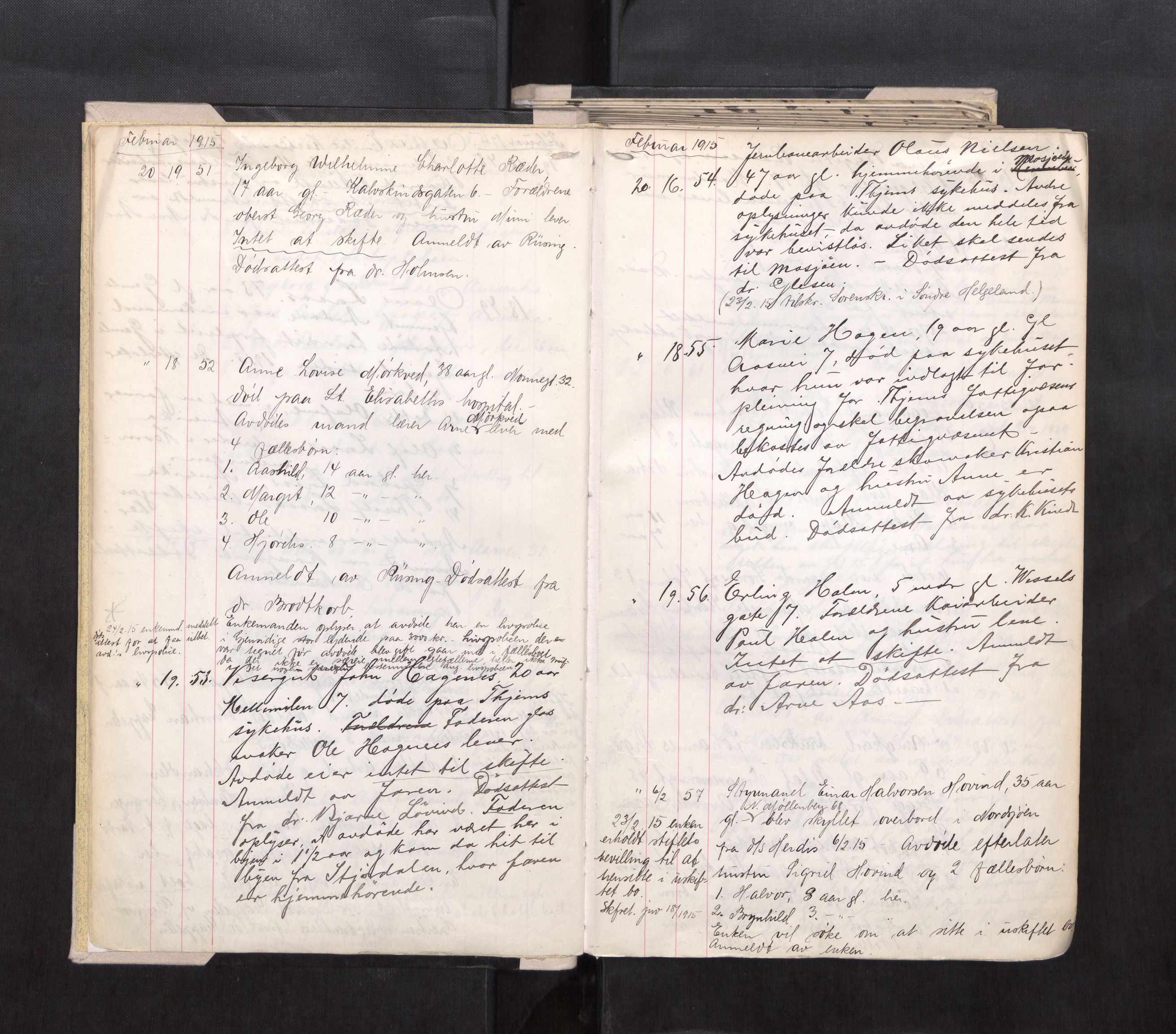 Trondheim byfogd, AV/SAT-A-0003/1/3/3L/L0009: Dødsanmeldelsesprotokoll, 1915-1917, p. 4