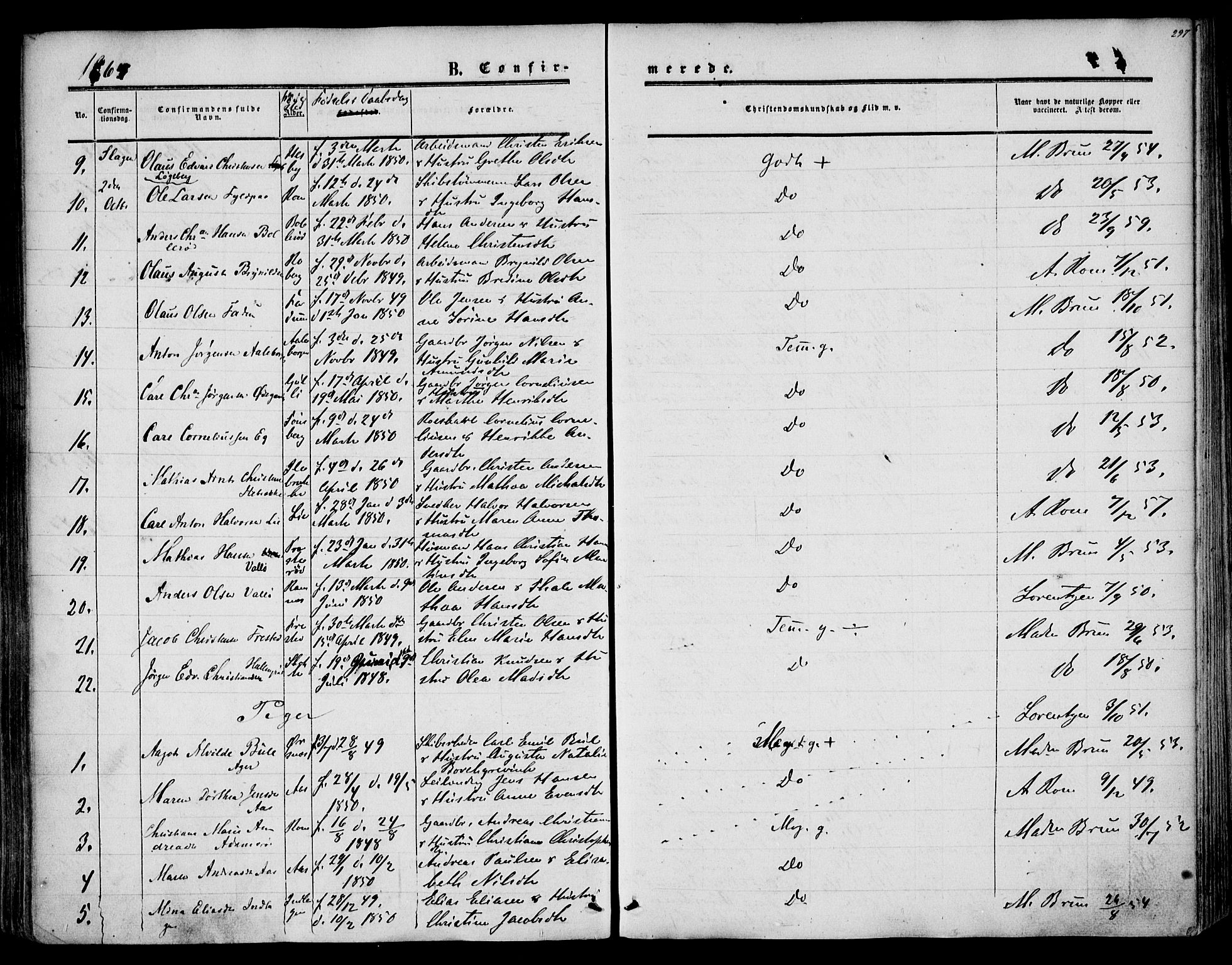 Sem kirkebøker, AV/SAKO-A-5/F/Fa/L0007: Parish register (official) no. I 7, 1856-1865, p. 297