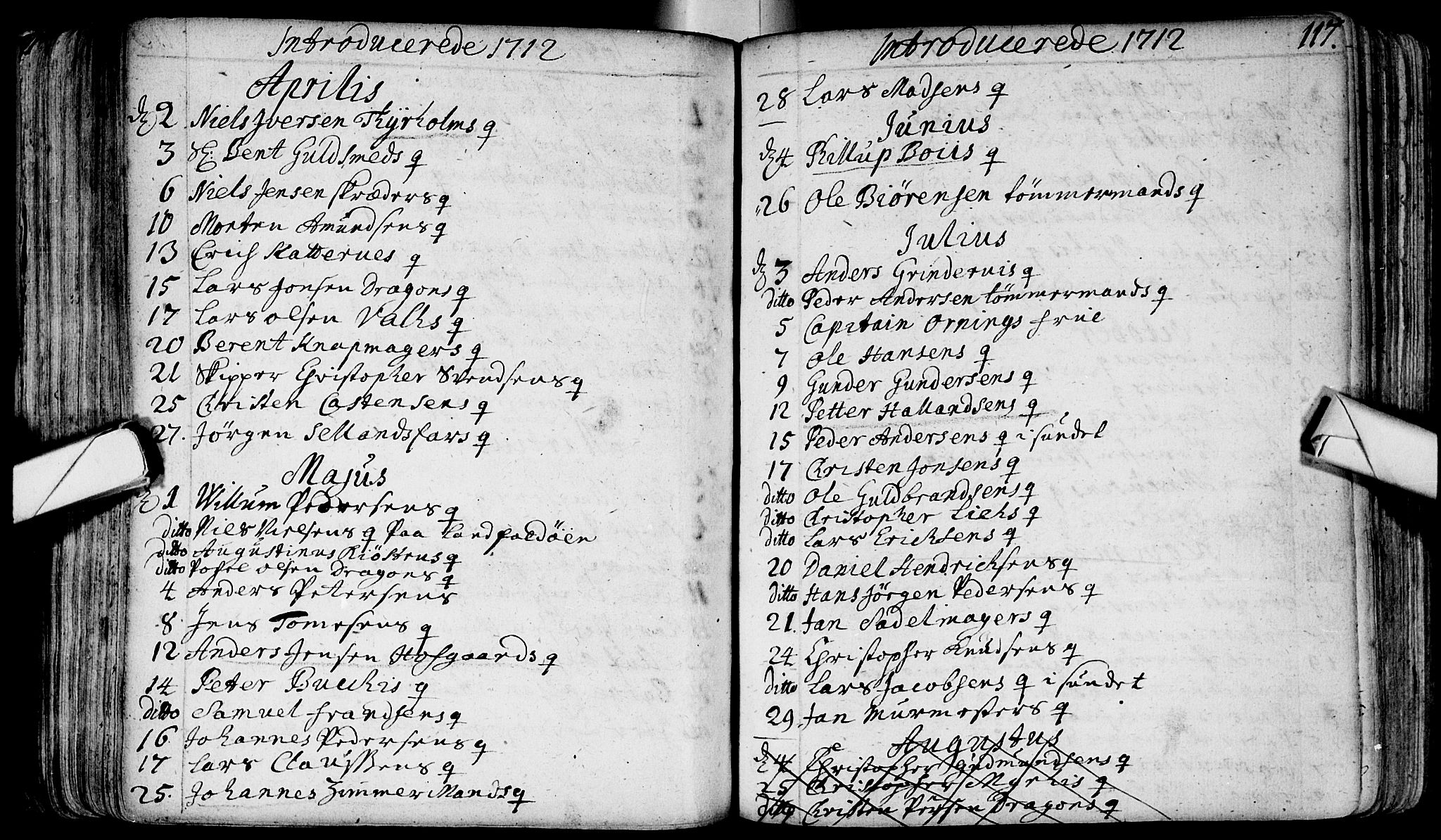 Bragernes kirkebøker, AV/SAKO-A-6/F/Fa/L0003: Parish register (official) no. I 3, 1706-1734, p. 117