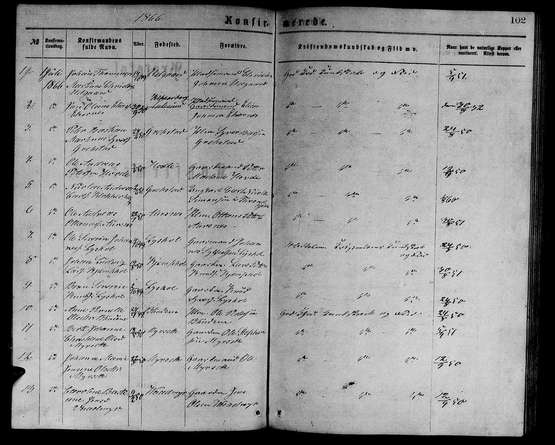Ministerialprotokoller, klokkerbøker og fødselsregistre - Møre og Romsdal, SAT/A-1454/523/L0338: Parish register (copy) no. 523C01, 1865-1877, p. 102