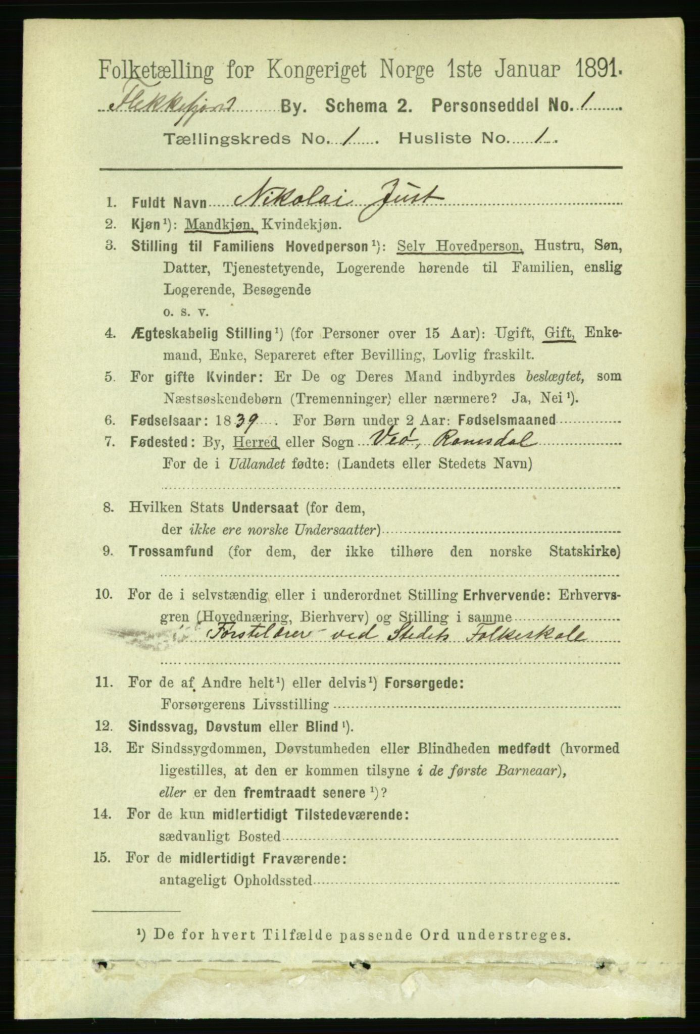 RA, 1891 census for 1004 Flekkefjord, 1891, p. 669