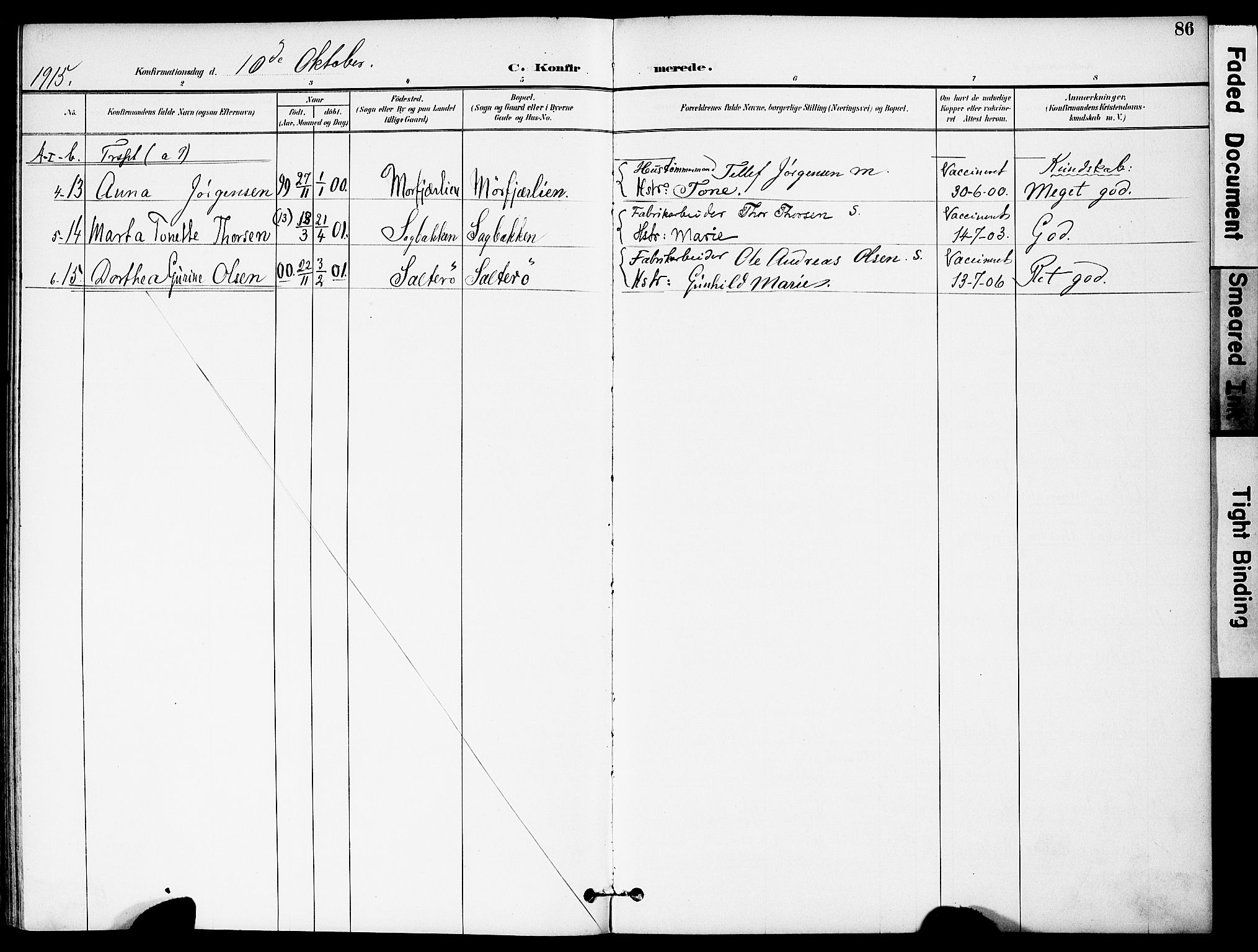 Austre Moland sokneprestkontor, AV/SAK-1111-0001/F/Fa/Fab/L0002: Parish register (official) no. A 2, 1894-1919, p. 86