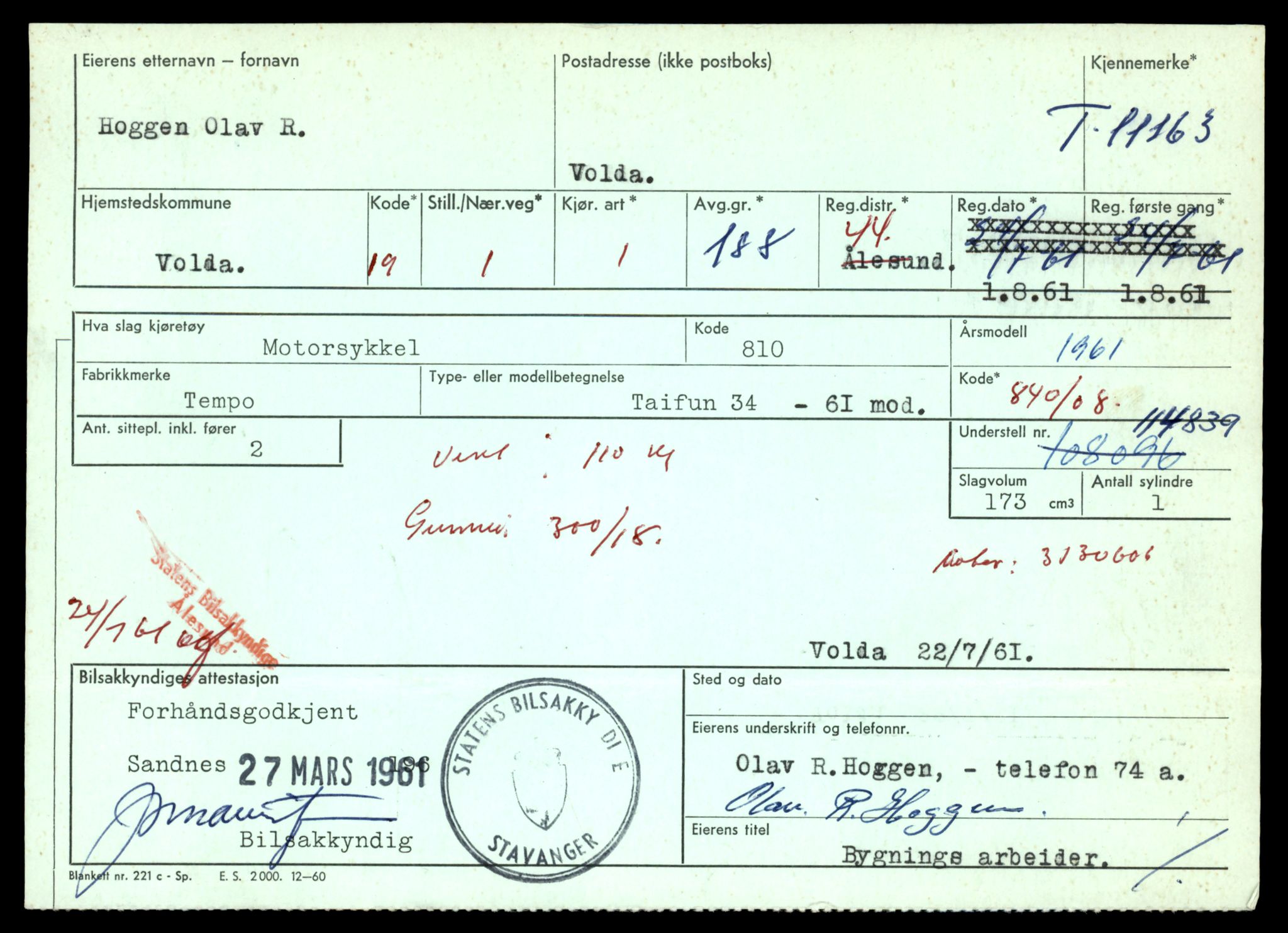 Møre og Romsdal vegkontor - Ålesund trafikkstasjon, AV/SAT-A-4099/F/Fe/L0027: Registreringskort for kjøretøy T 11161 - T 11289, 1927-1998, p. 57