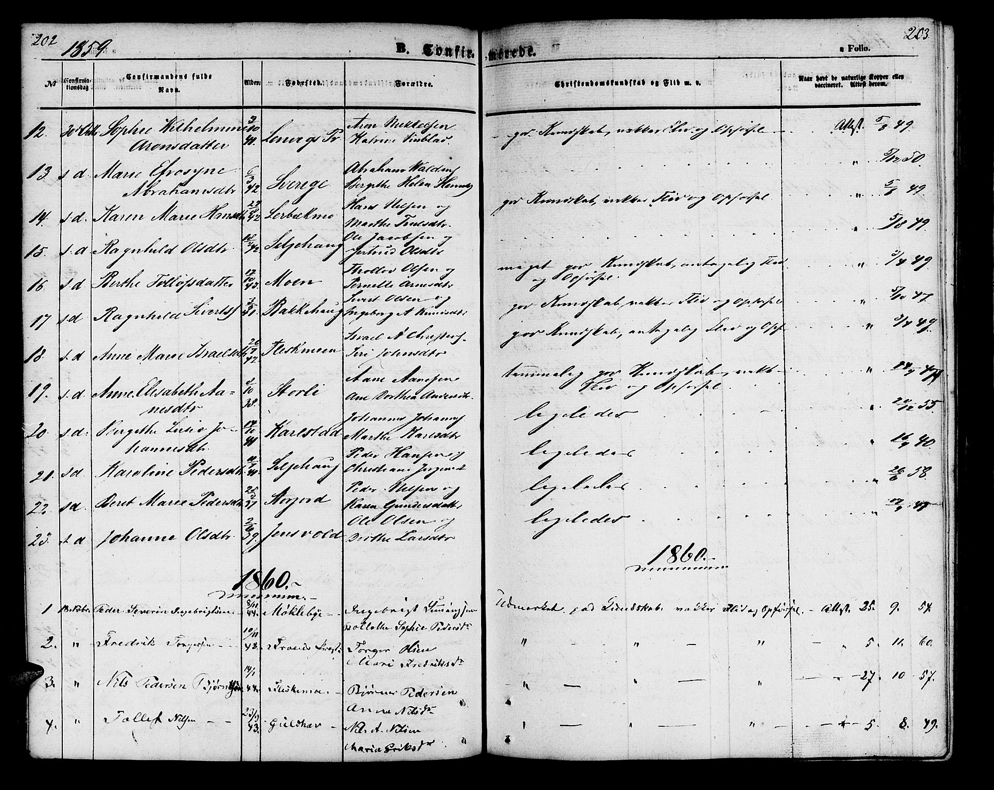 Målselv sokneprestembete, SATØ/S-1311/G/Ga/Gab/L0001klokker: Parish register (copy) no. 1, 1856-1866, p. 202-203