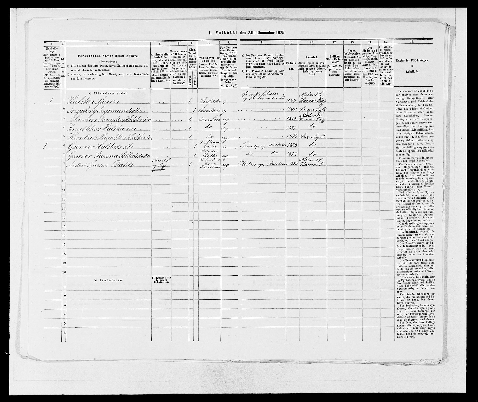 SAB, 1875 census for 1216P Sveio, 1875, p. 1106