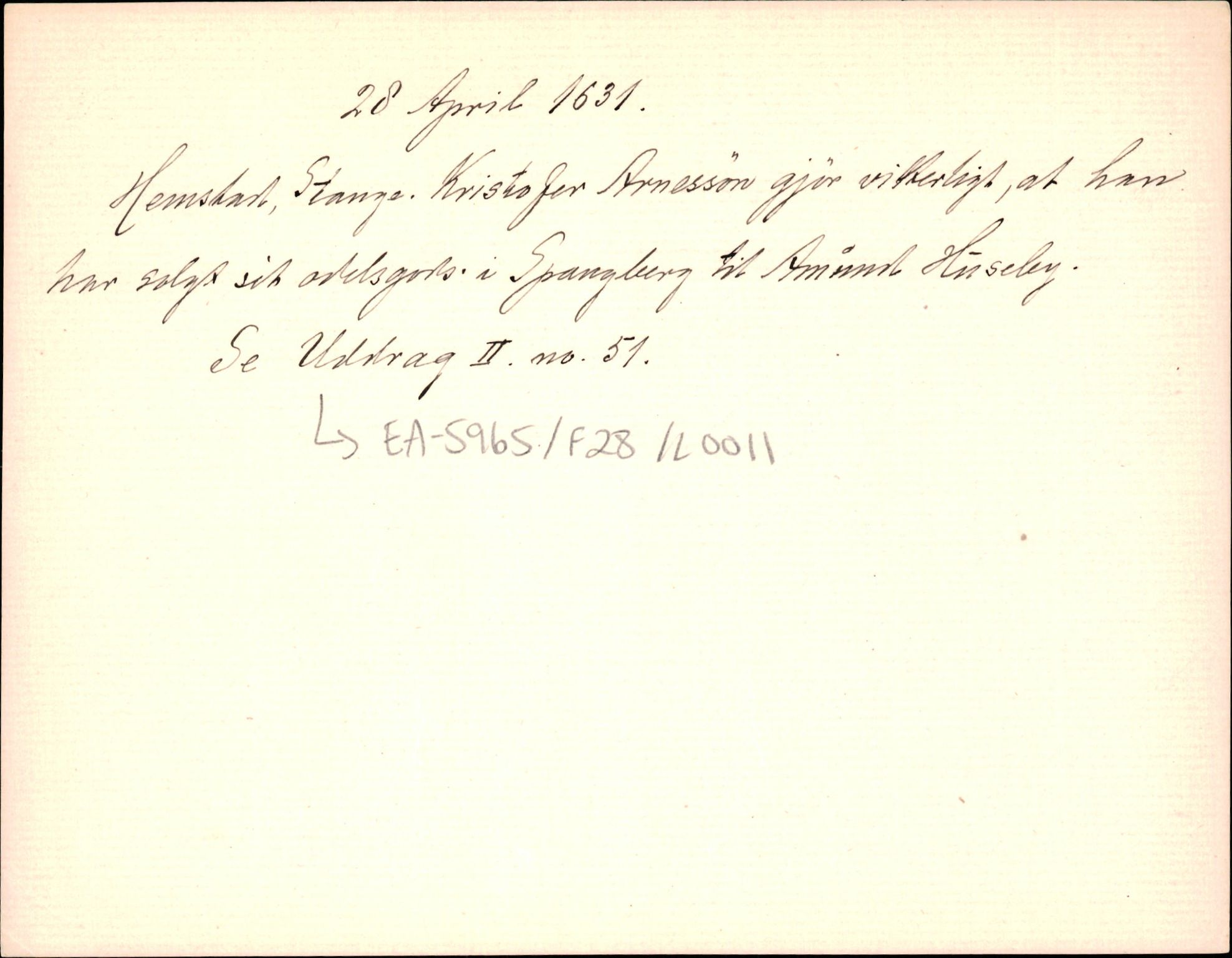 Riksarkivets diplomsamling, AV/RA-EA-5965/F35/F35d/L0003: Innlånte diplomer, seddelregister, 1621-1642, p. 317