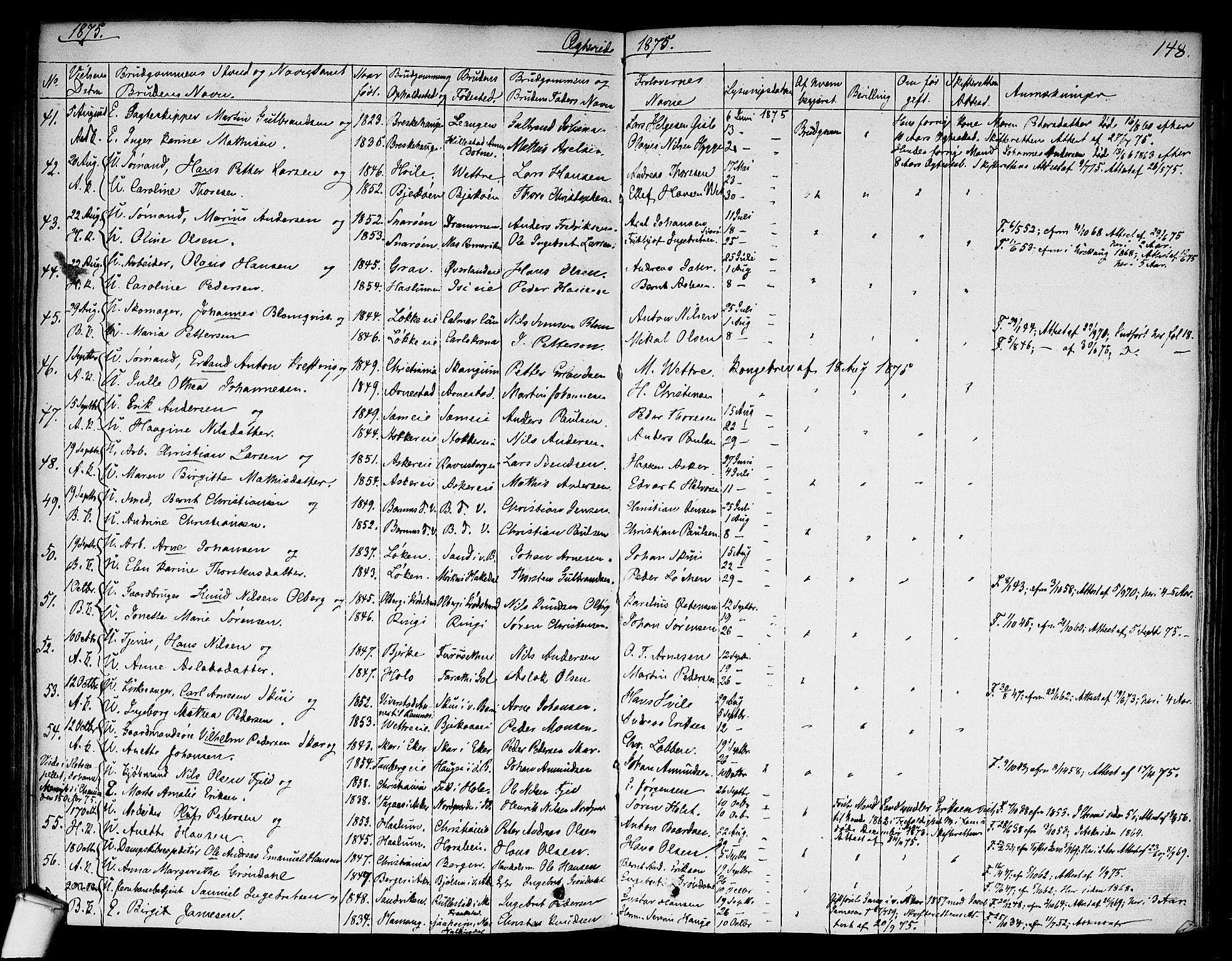 Asker prestekontor Kirkebøker, SAO/A-10256a/F/Fa/L0010: Parish register (official) no. I 10, 1825-1878, p. 148