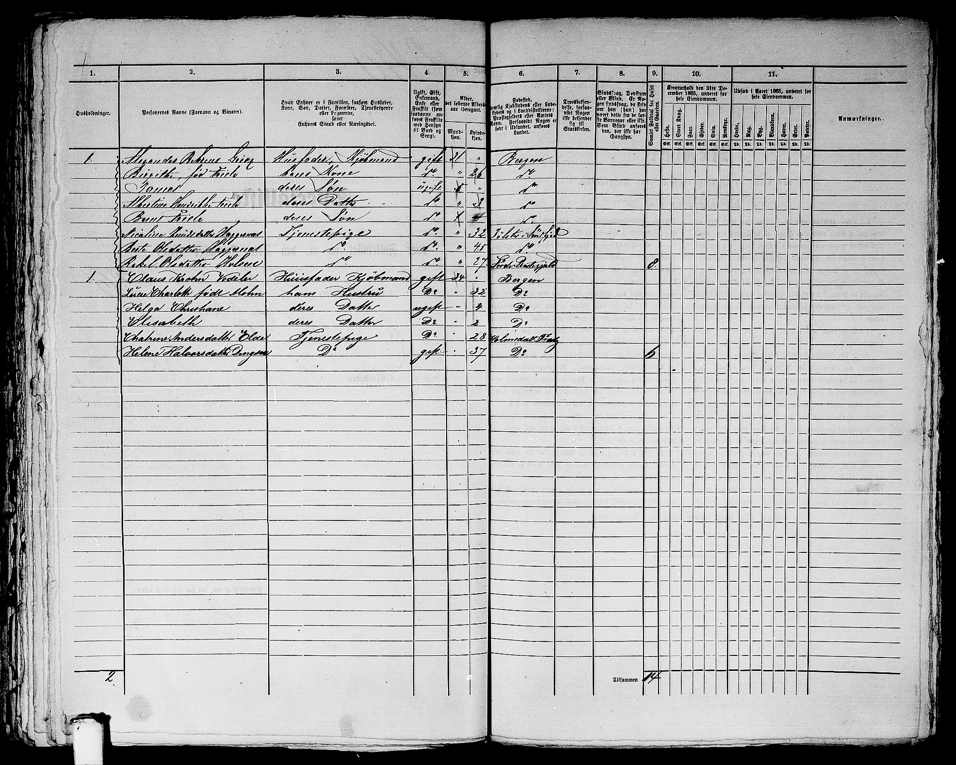 RA, 1865 census for Bergen, 1865, p. 4373