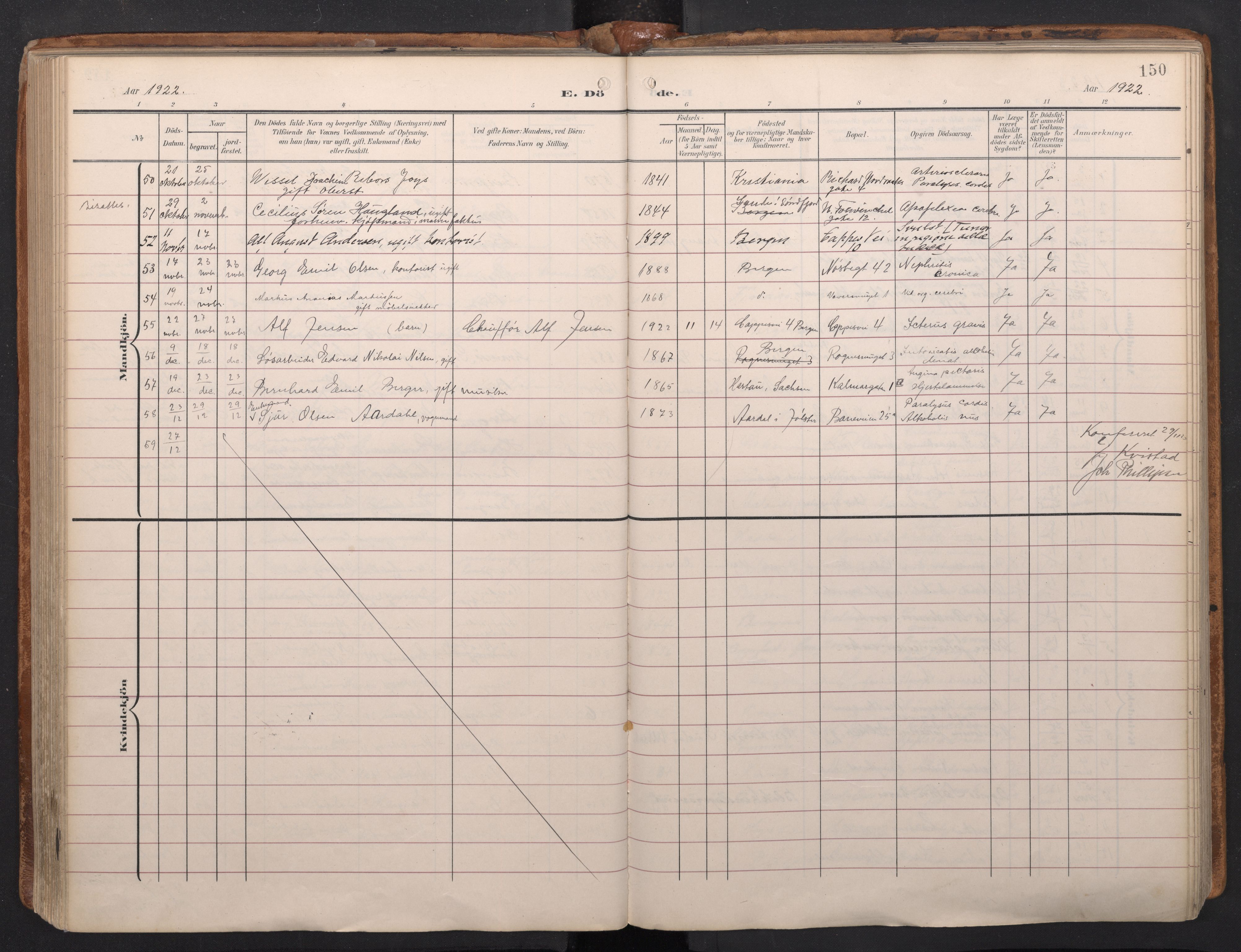 Domkirken sokneprestembete, SAB/A-74801/H/Haa/L0044: Parish register (official) no. E 6, 1904-1946, p. 149b-150a