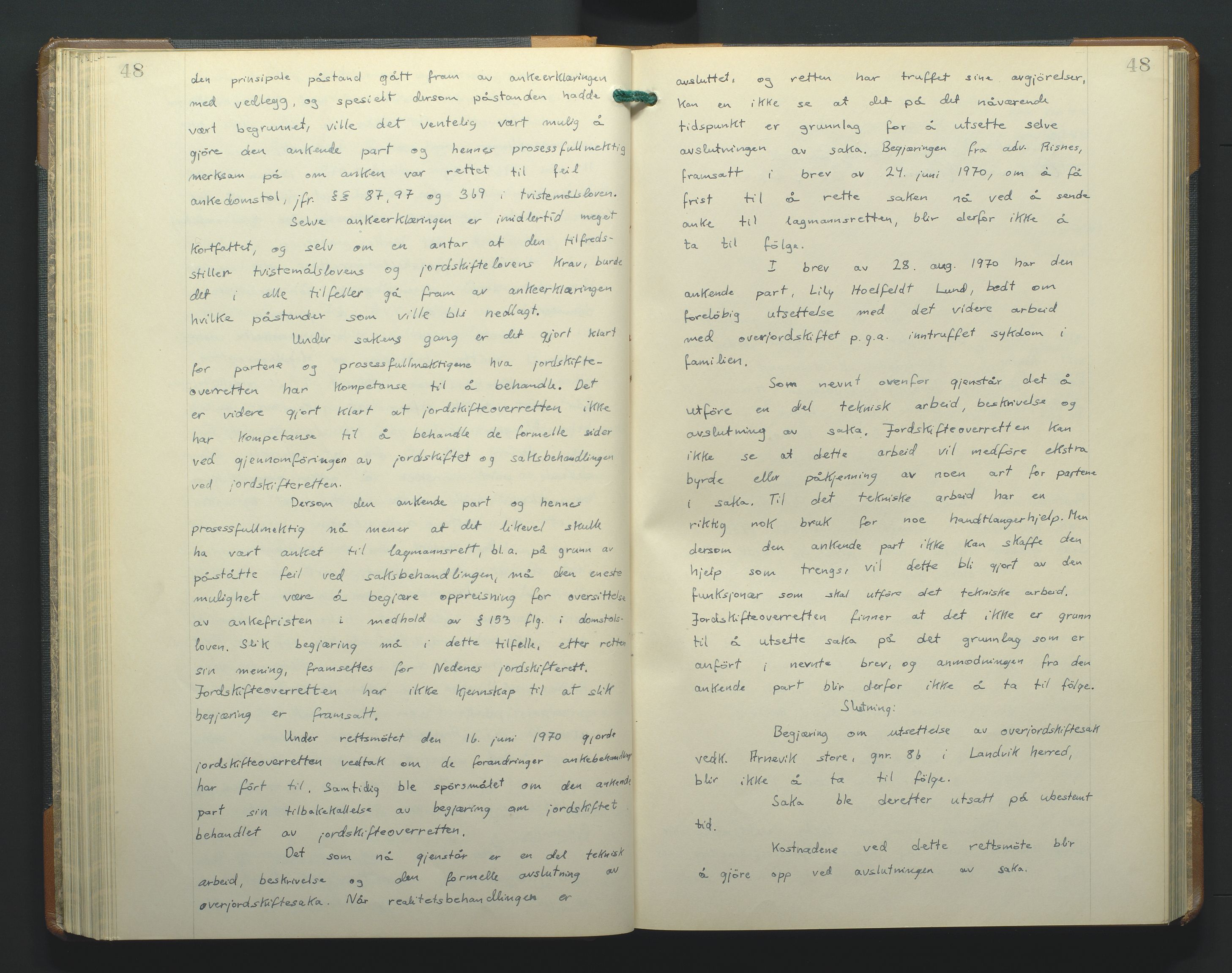 Jordskifteoverdommeren i Agder og Rogaland, AV/SAK-1541-0001/F/Fa/Faa/L0003: Overutskiftningsprotokoll Sand sorenskriveri nr 3, 1927-1974, p. 48