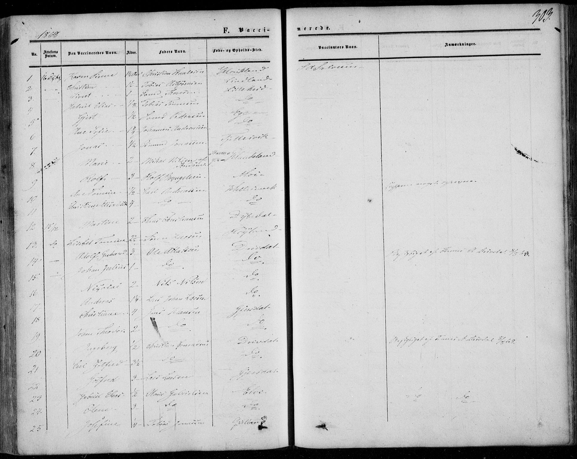 Lund sokneprestkontor, AV/SAST-A-101809/S06/L0009: Parish register (official) no. A 8, 1853-1877, p. 303