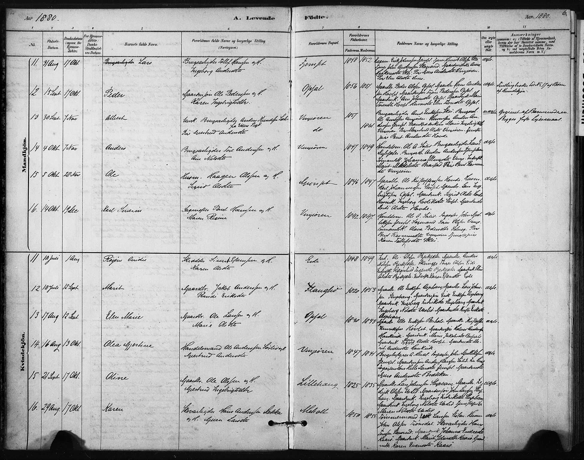Ministerialprotokoller, klokkerbøker og fødselsregistre - Sør-Trøndelag, AV/SAT-A-1456/631/L0512: Parish register (official) no. 631A01, 1879-1912, p. 6