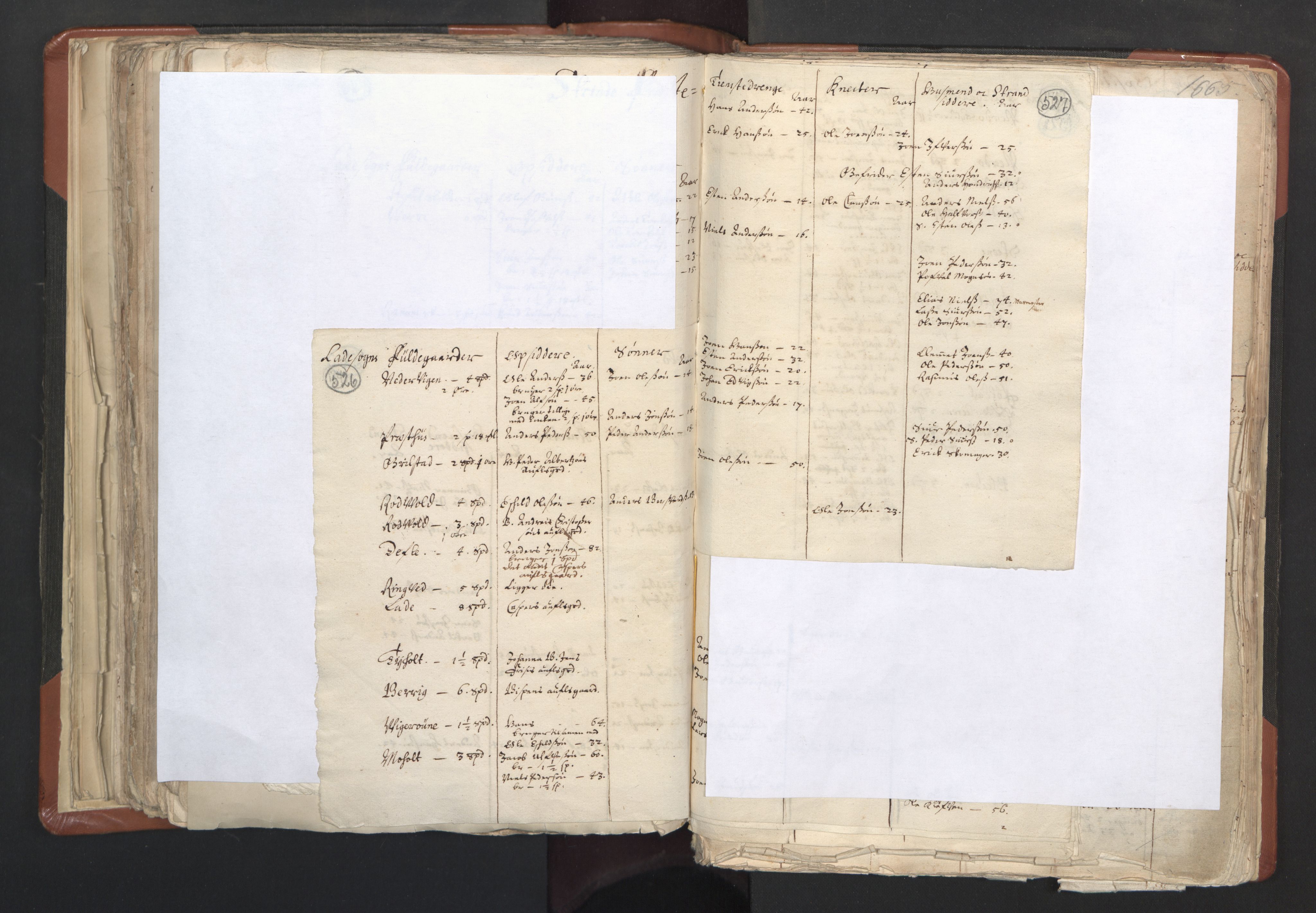 RA, Vicar's Census 1664-1666, no. 31: Dalane deanery, 1664-1666, p. 526-527