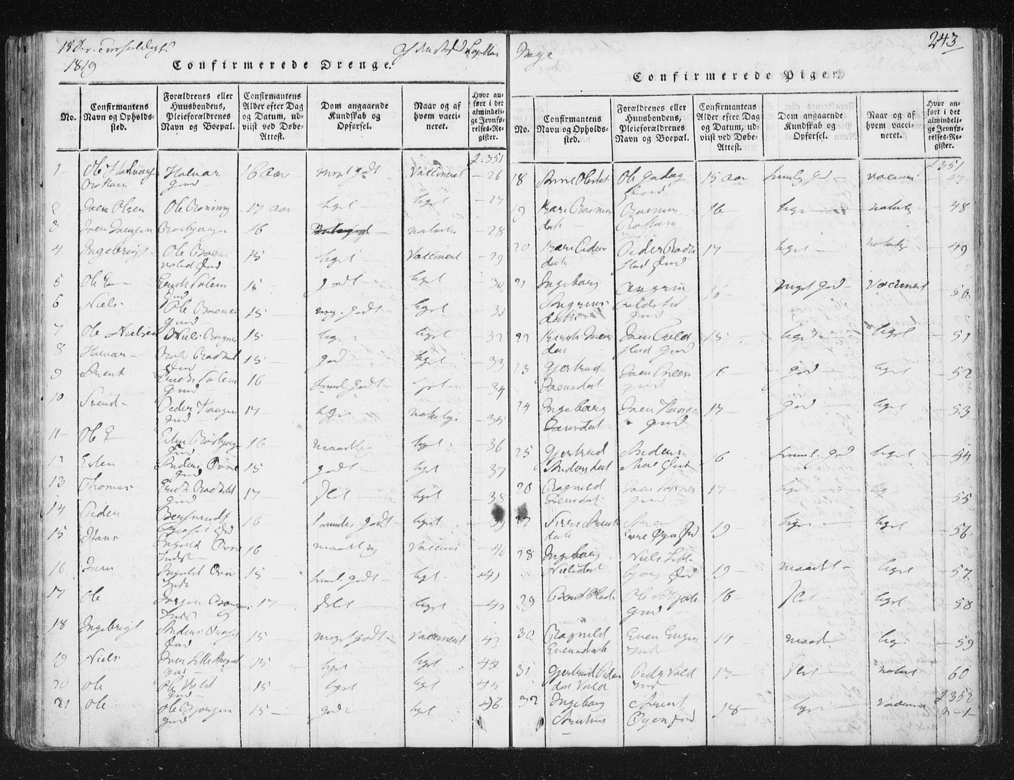 Ministerialprotokoller, klokkerbøker og fødselsregistre - Sør-Trøndelag, SAT/A-1456/687/L0996: Parish register (official) no. 687A04, 1816-1842, p. 243