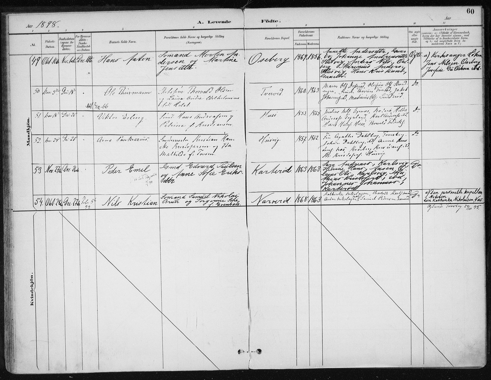 Sem kirkebøker, SAKO/A-5/F/Fb/L0005: Parish register (official) no. II 5, 1892-1904, p. 60