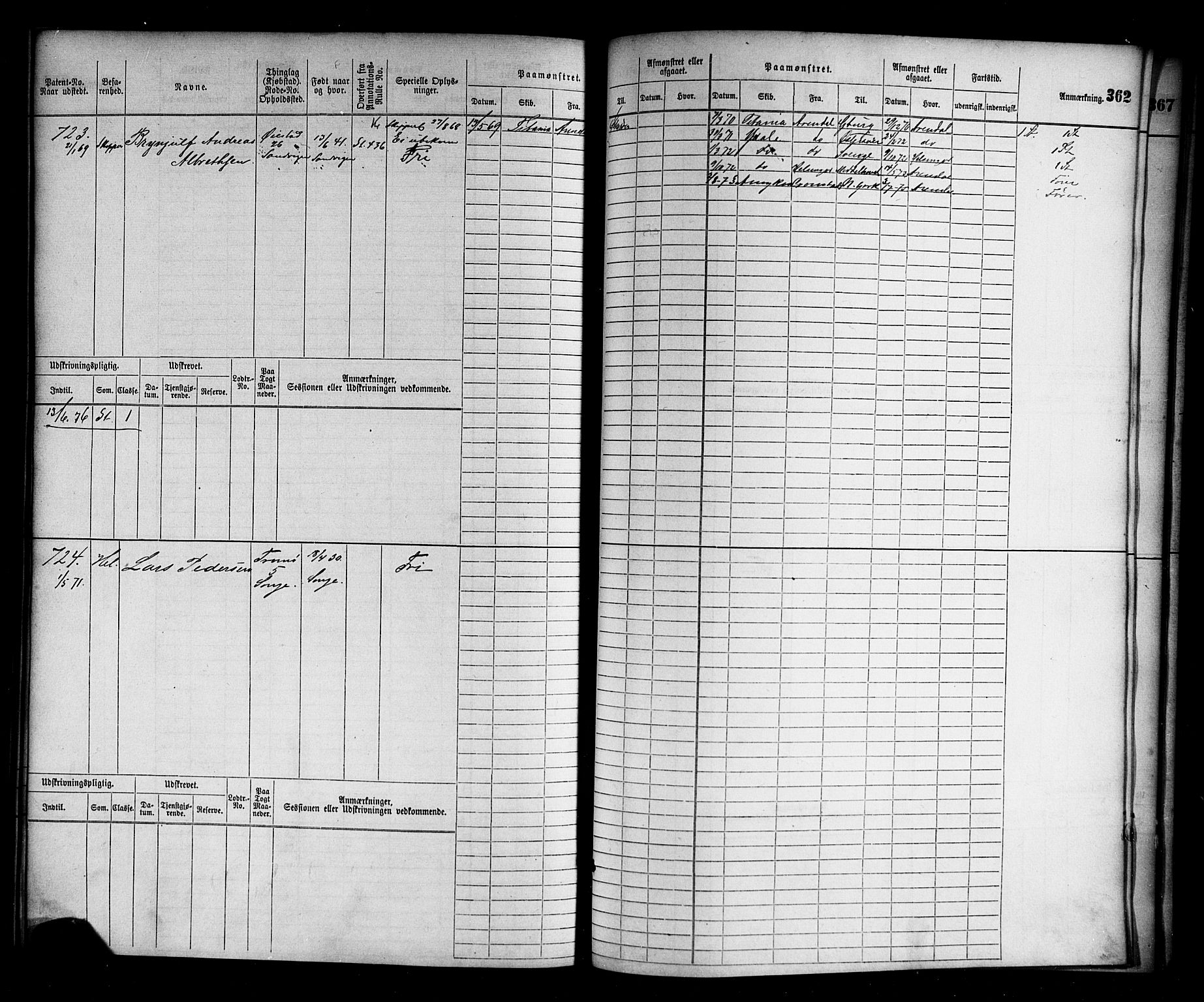 Arendal mønstringskrets, SAK/2031-0012/F/Fb/L0010: Hovedrulle nr 1-774, S-8, 1868-1885, p. 376