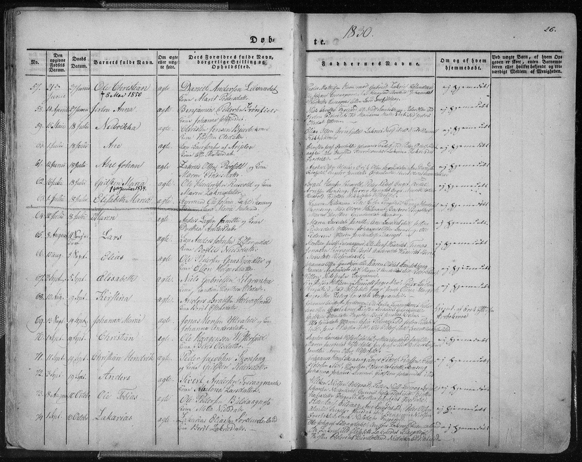 Ministerialprotokoller, klokkerbøker og fødselsregistre - Nordland, AV/SAT-A-1459/827/L0390: Parish register (official) no. 827A02, 1826-1841, p. 26